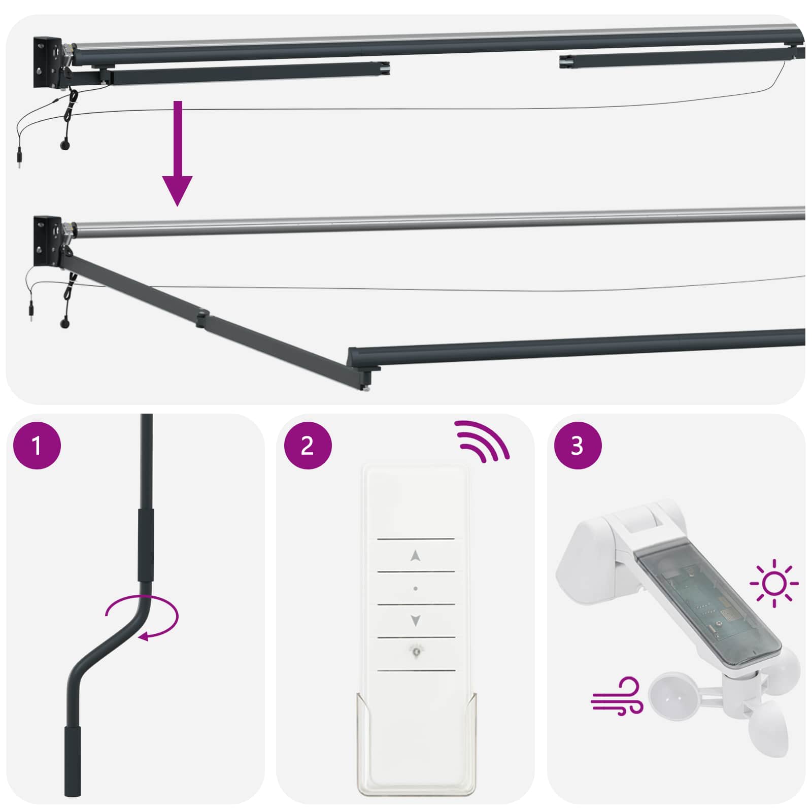 Elektromos kihúzható napellenző keret antracit 5 x 3 m