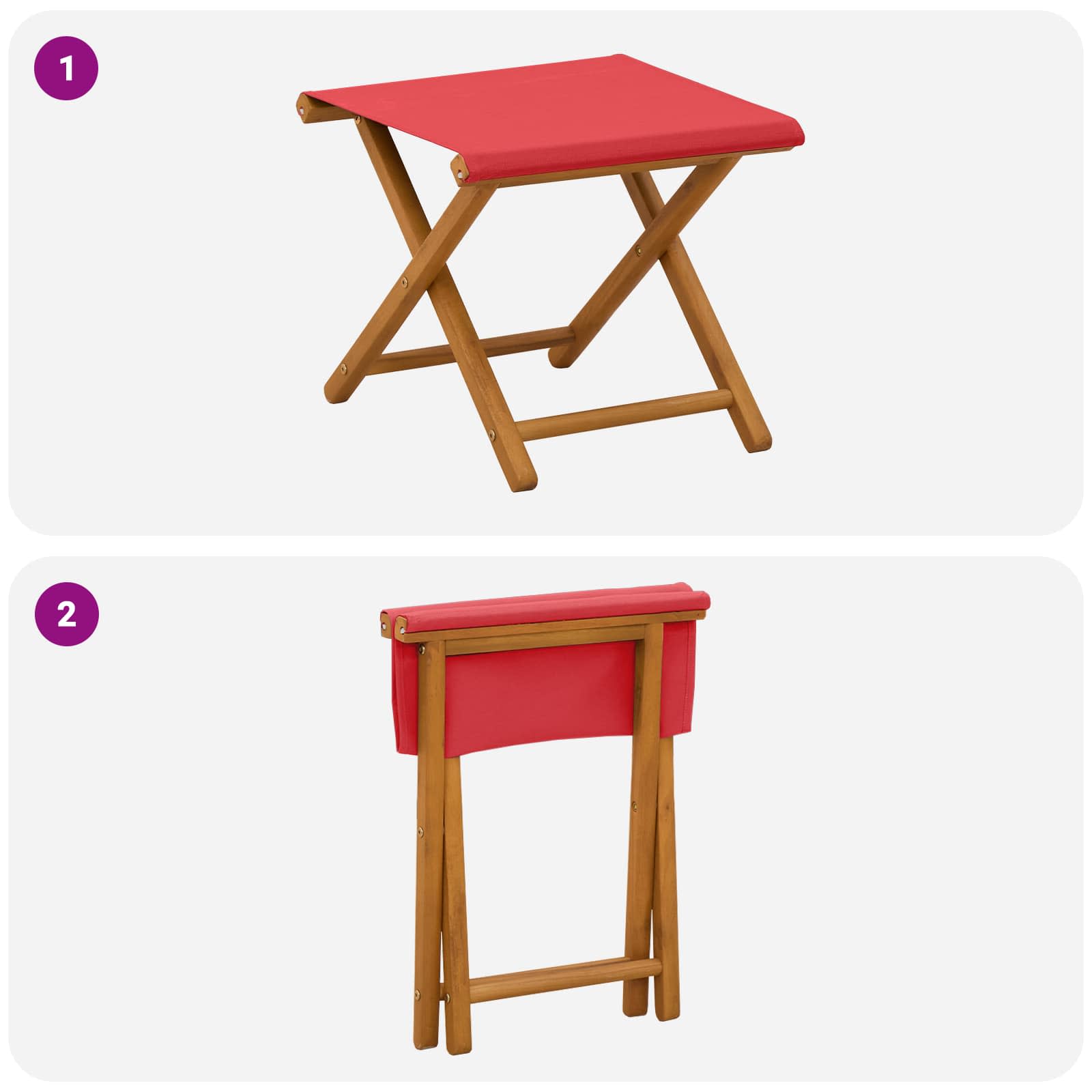 Hintaágy 2 pcs tömör eukaliptusz fa piros