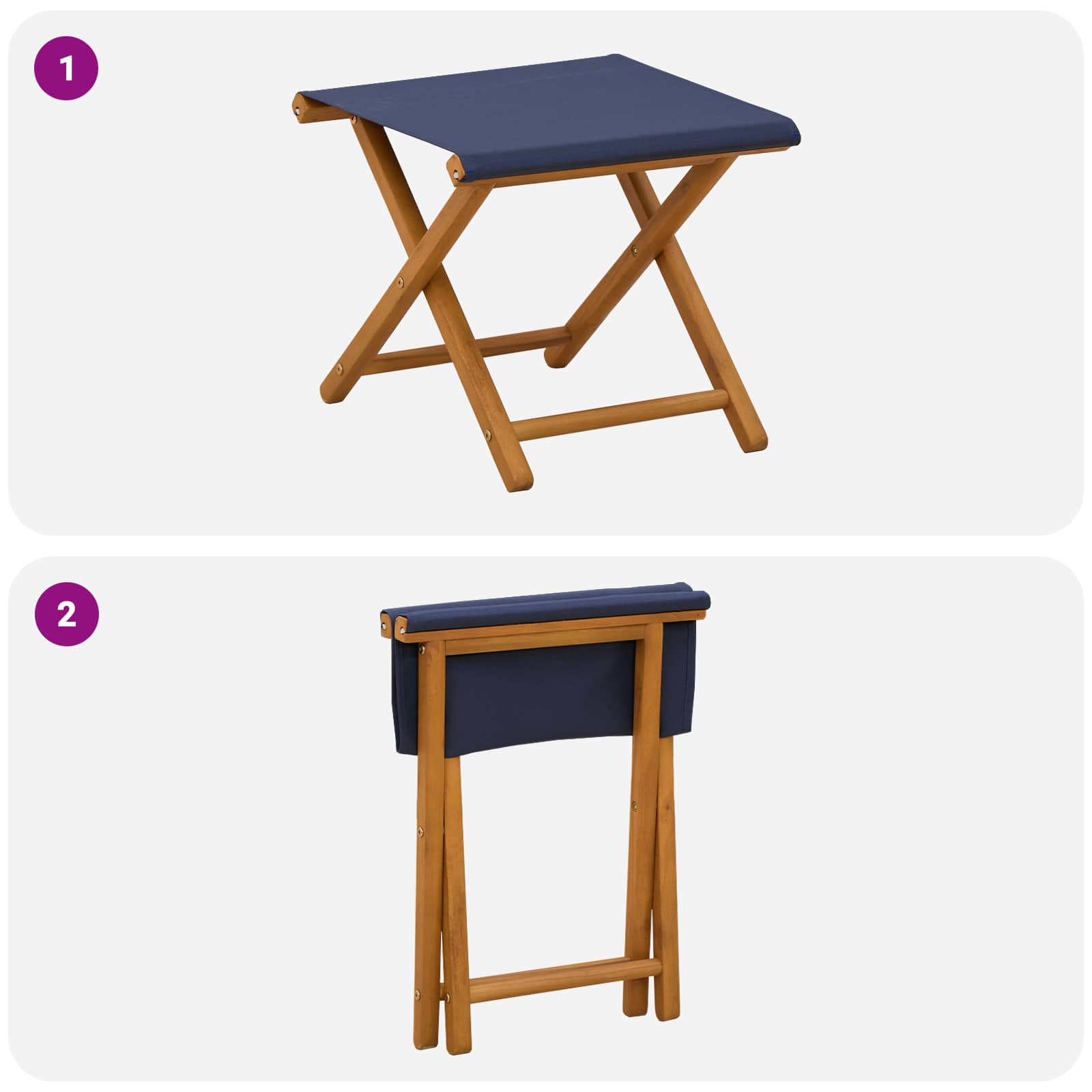 Hintaágy 2 pcs tömör eukaliptusz fa kék