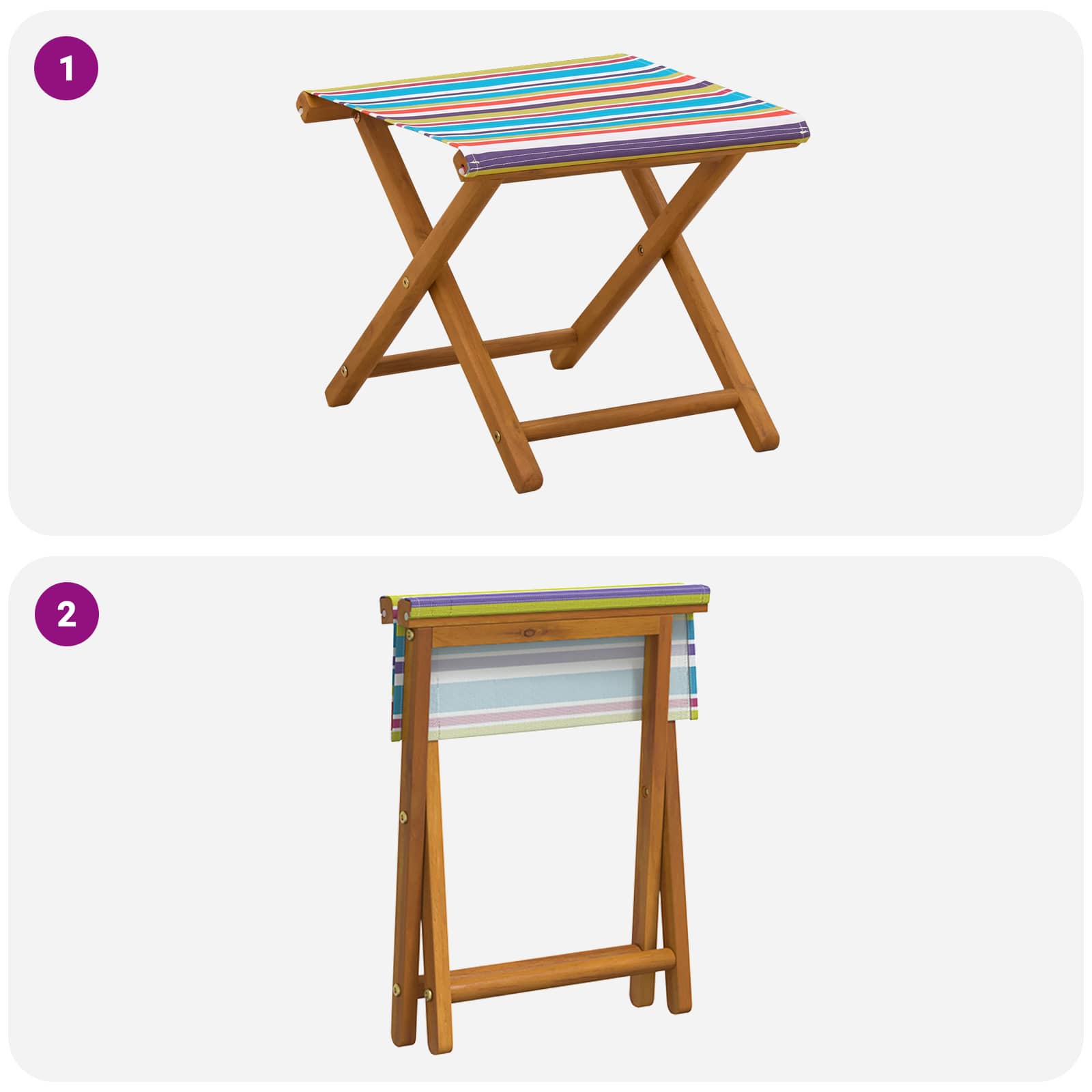 Hintaágy 2 pcs tömör eukaliptusz fa sokszínű