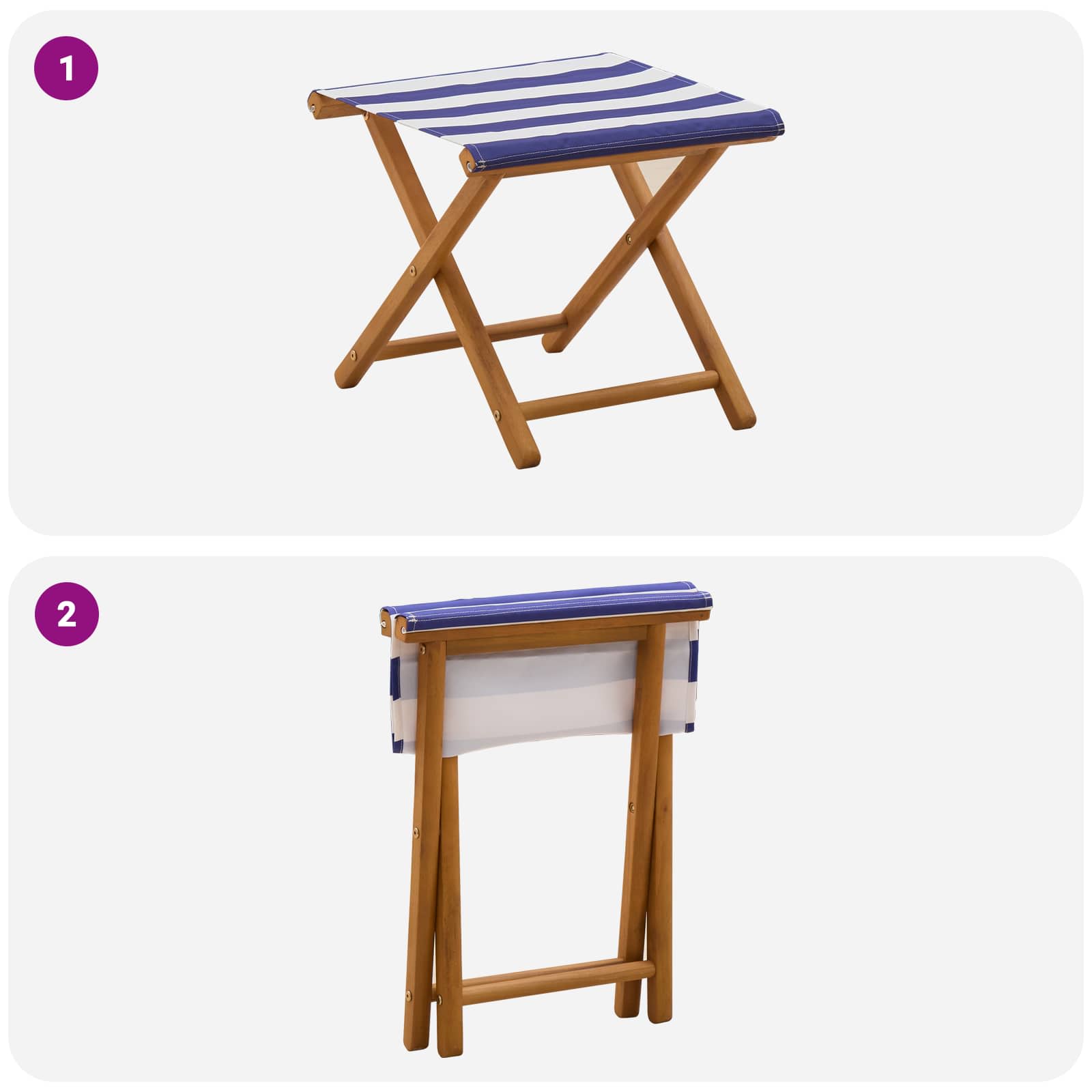 Hintaágy 2 pcs tömör eukaliptusz fa kék és fehér