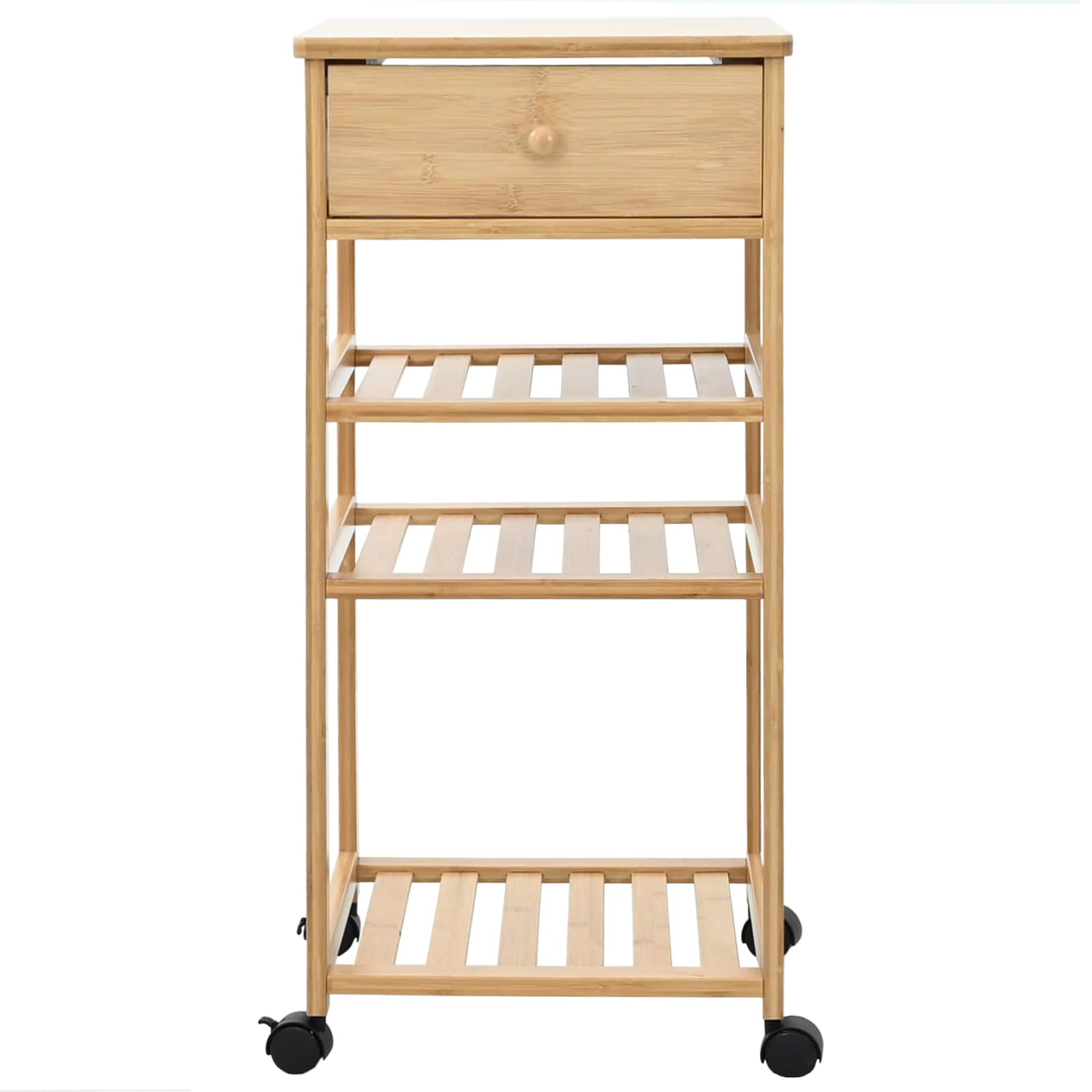 Konyhai kocsi kerekekkel természetes 37 x 36 x 80 cm bambusz