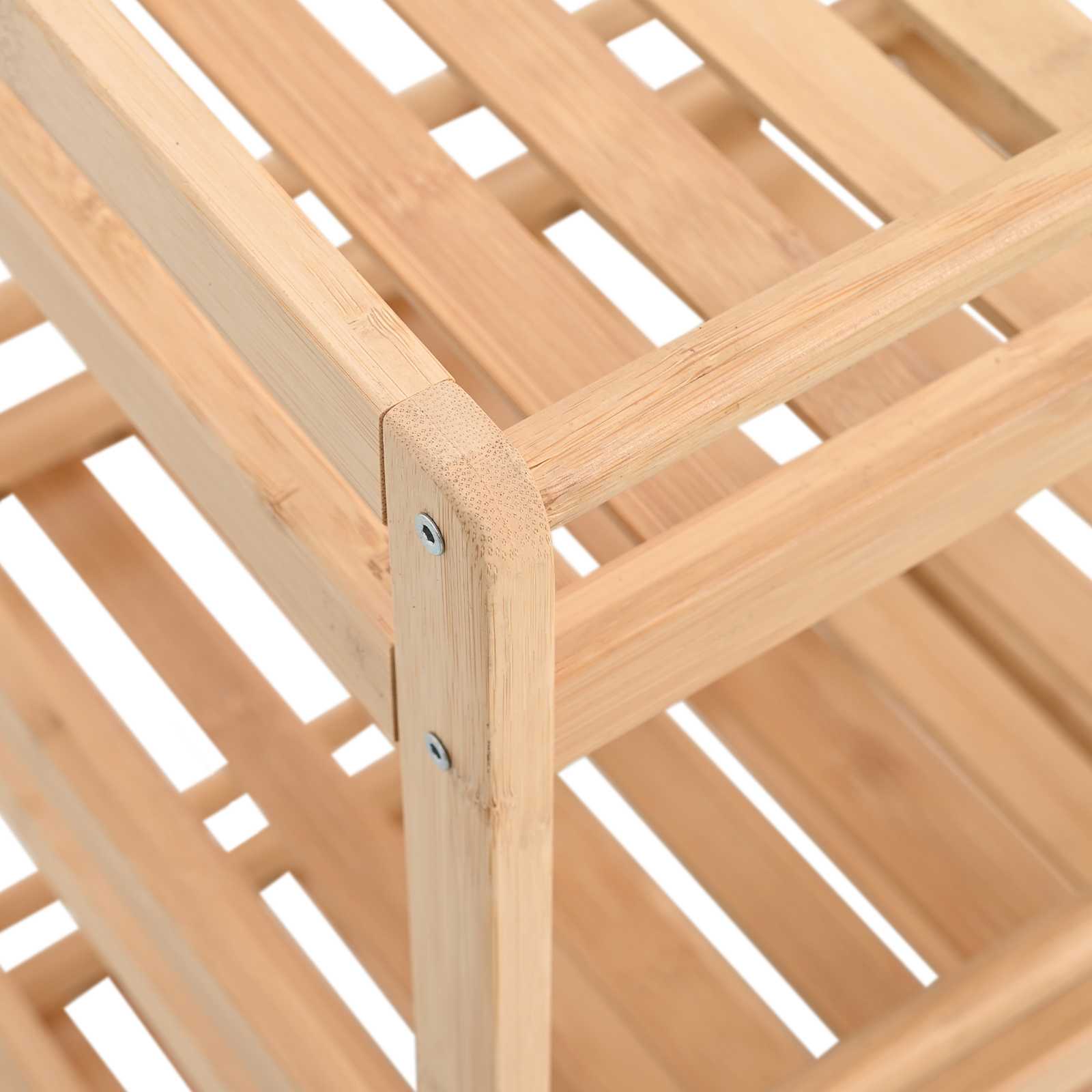 Konyhai kocsi kerekekkel természetes 46 x 38 x 76 cm bambusz