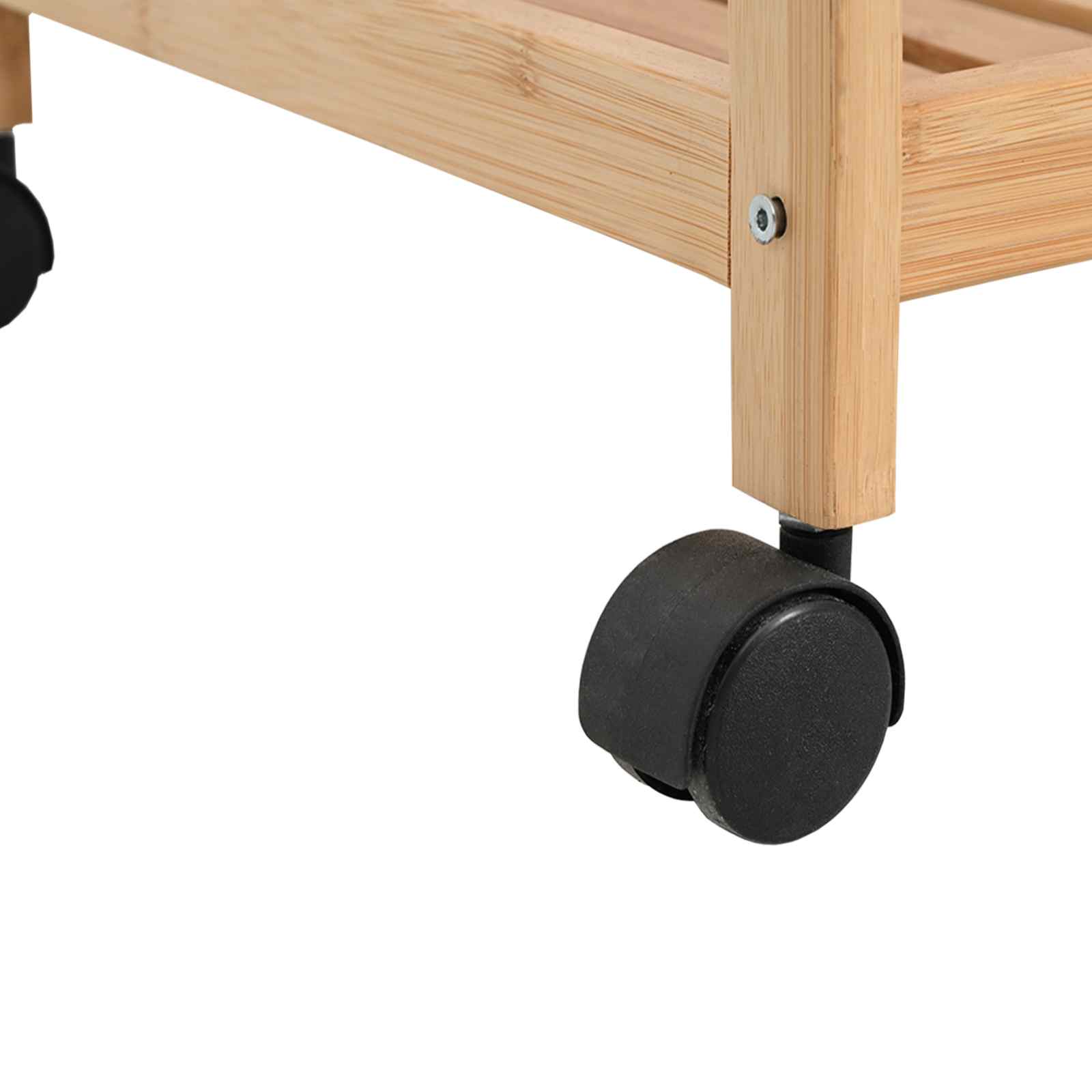 Konyhai kocsi kerekekkel természetes 46 x 38 x 76 cm bambusz