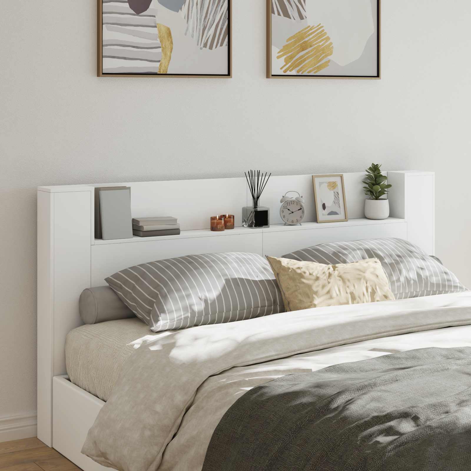Fejtámla led -es lámpákkal fehér 200 x 16,5 x 103,5 cm faanyag