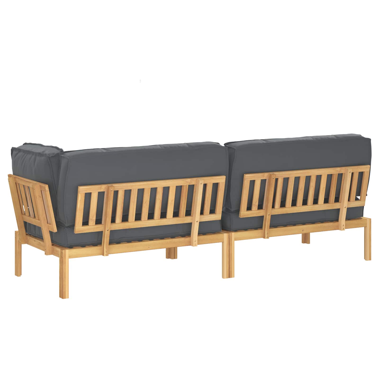 Kanapé szett párnával egyszínű 3 pcs antracit tömör akácfa