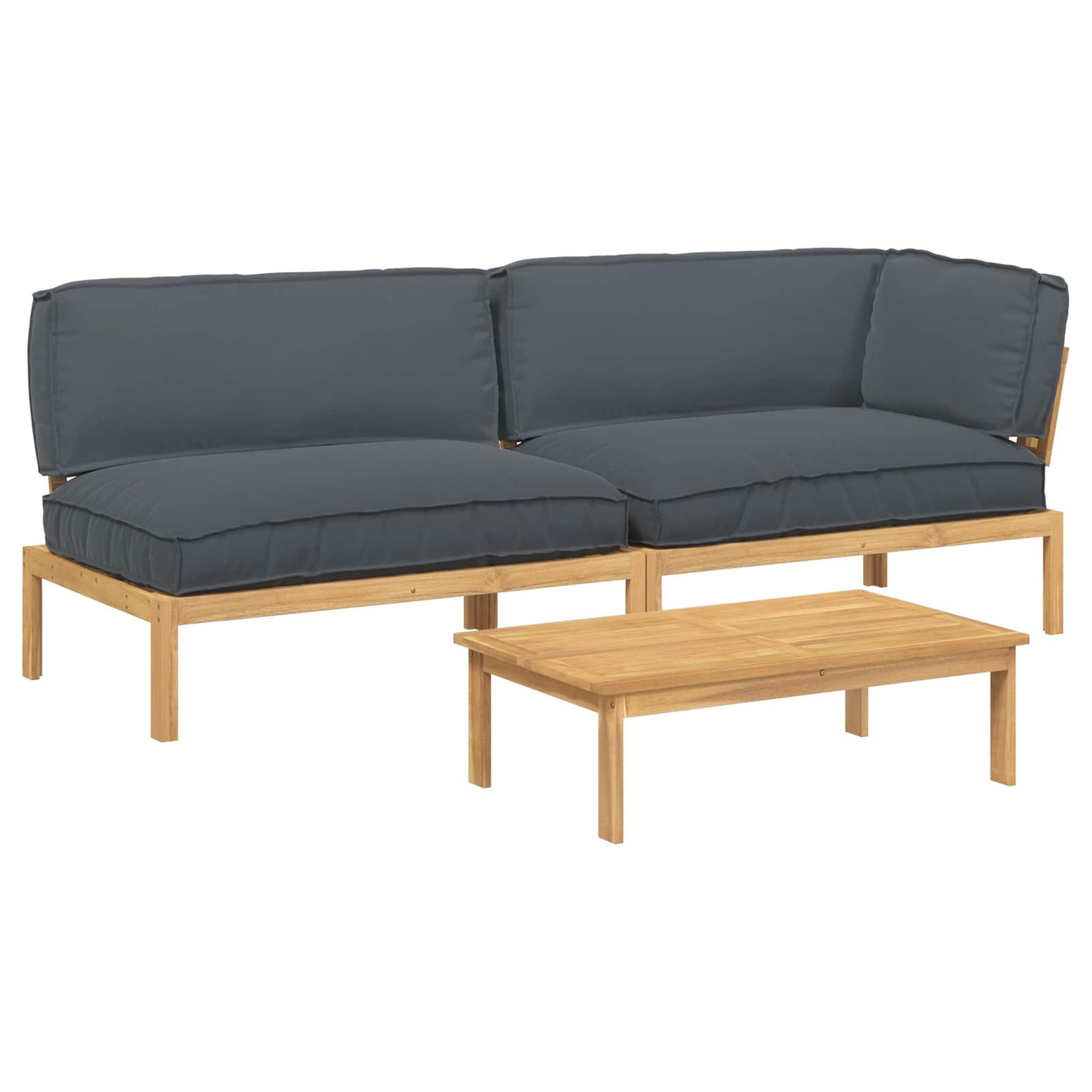 Kanapé szett párnával egyszínű 3 pcs antracit tömör akácfa