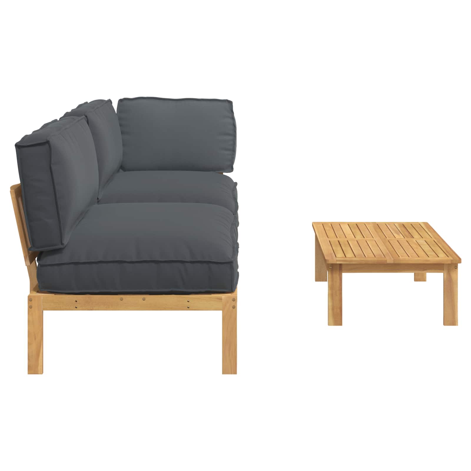 Kanapé szett párnával egyszínű 3 pcs antracit tömör akácfa