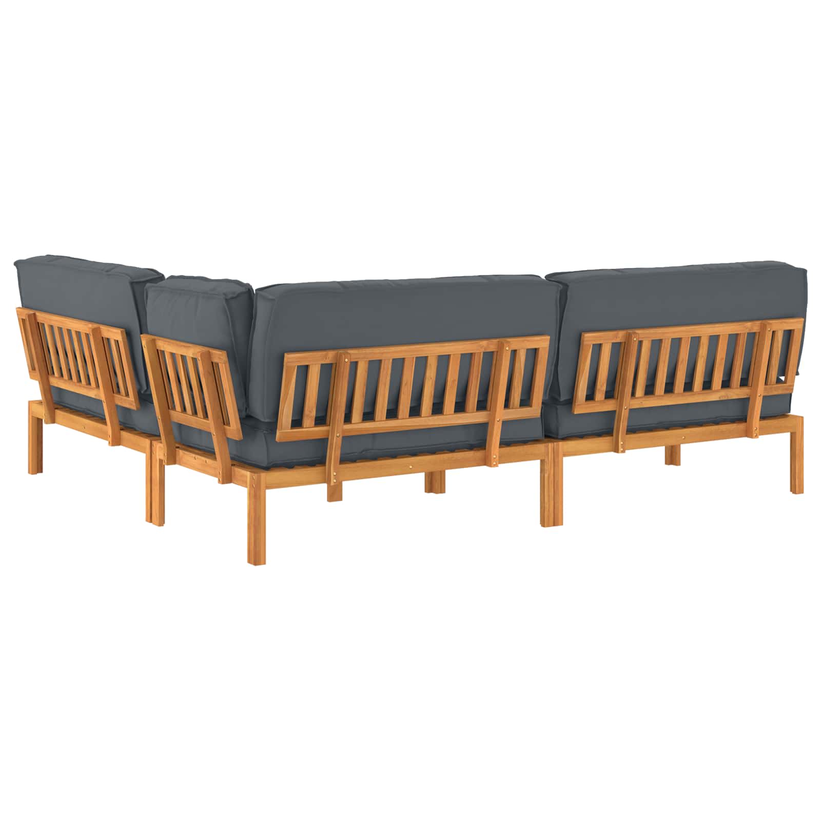 Kanapé szett párnával egyszínű 4 pcs antracit tömör akácfa