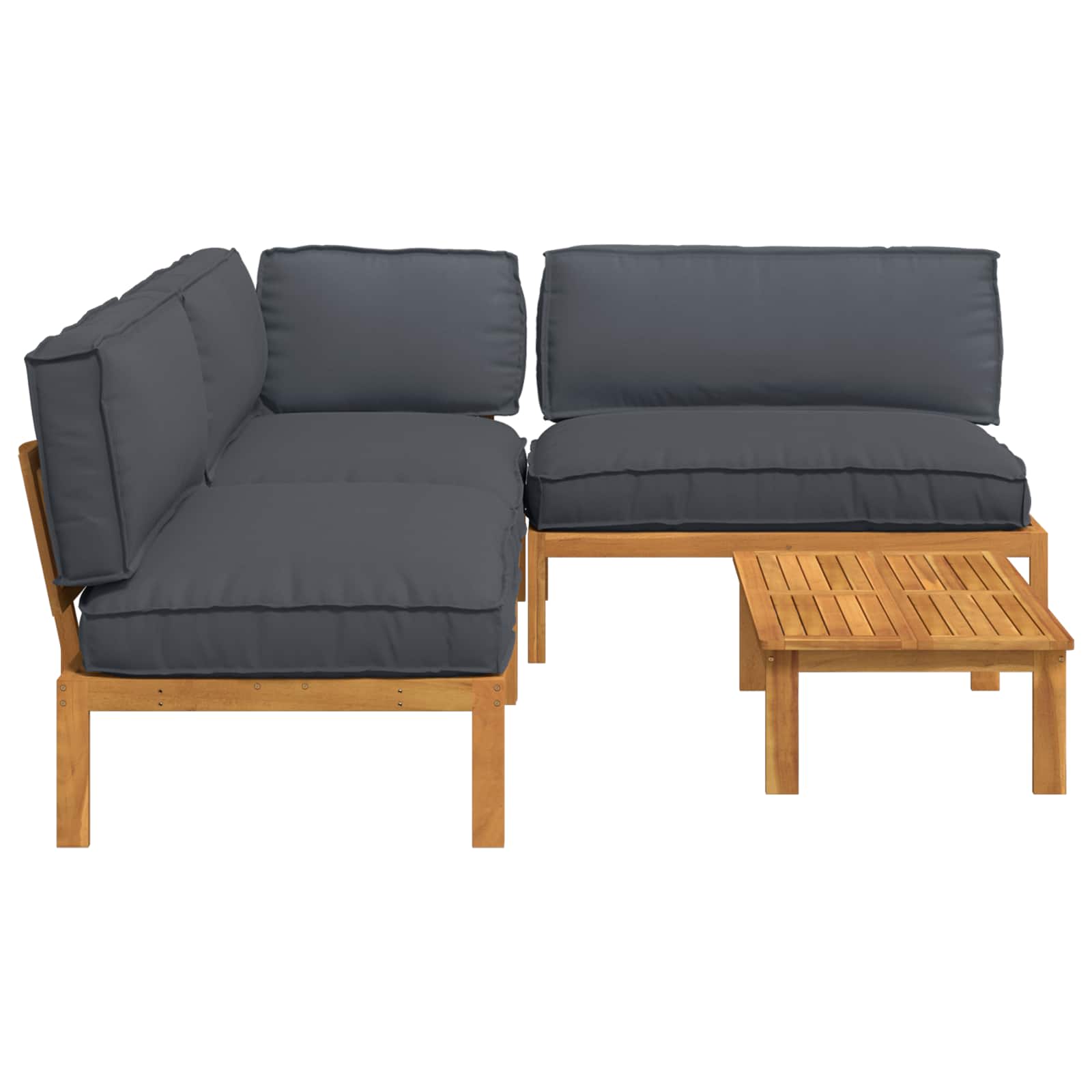 Kanapé szett párnával egyszínű 4 pcs antracit tömör akácfa