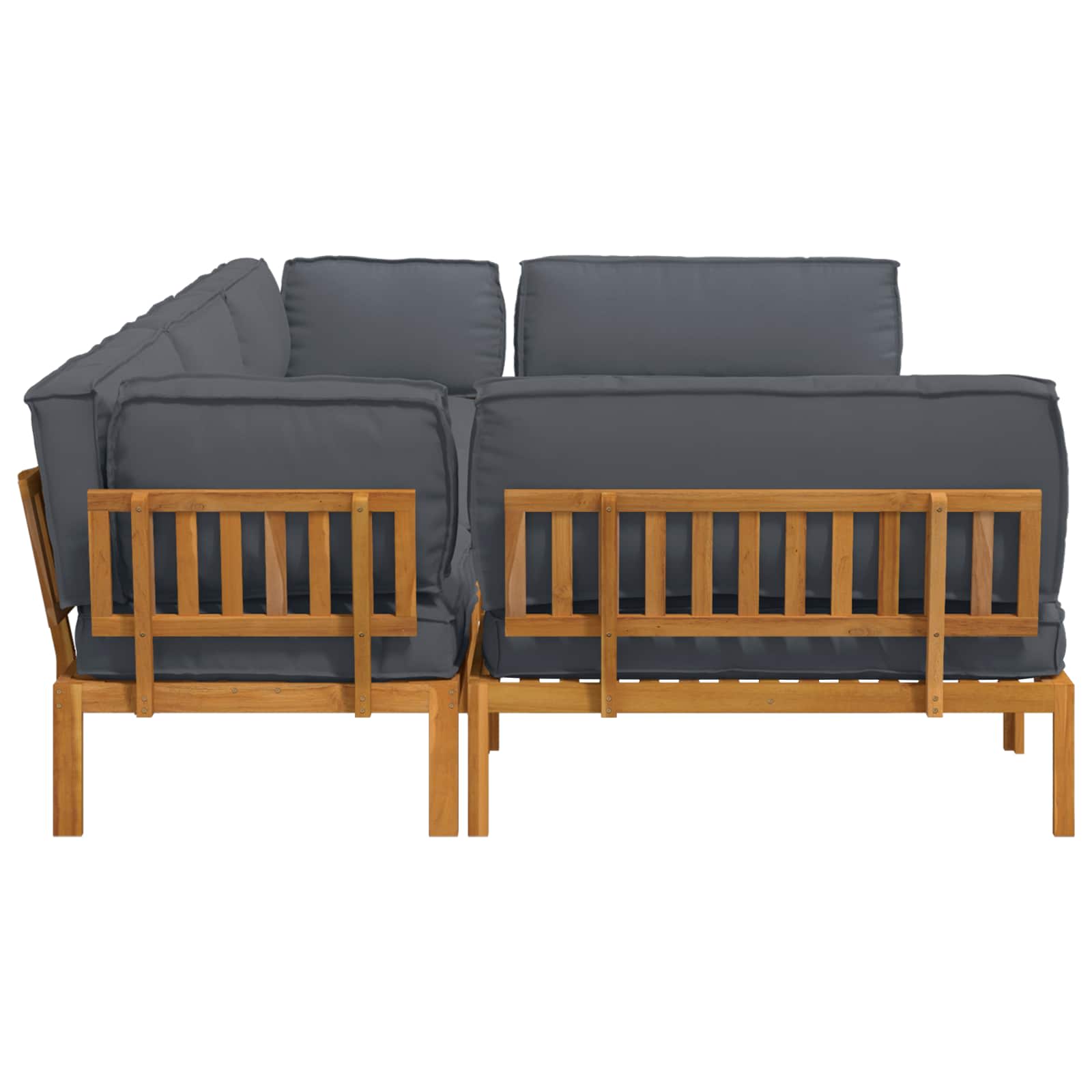 Kanapé szett párnával egyszínű 6 pcs antracit tömör akácfa