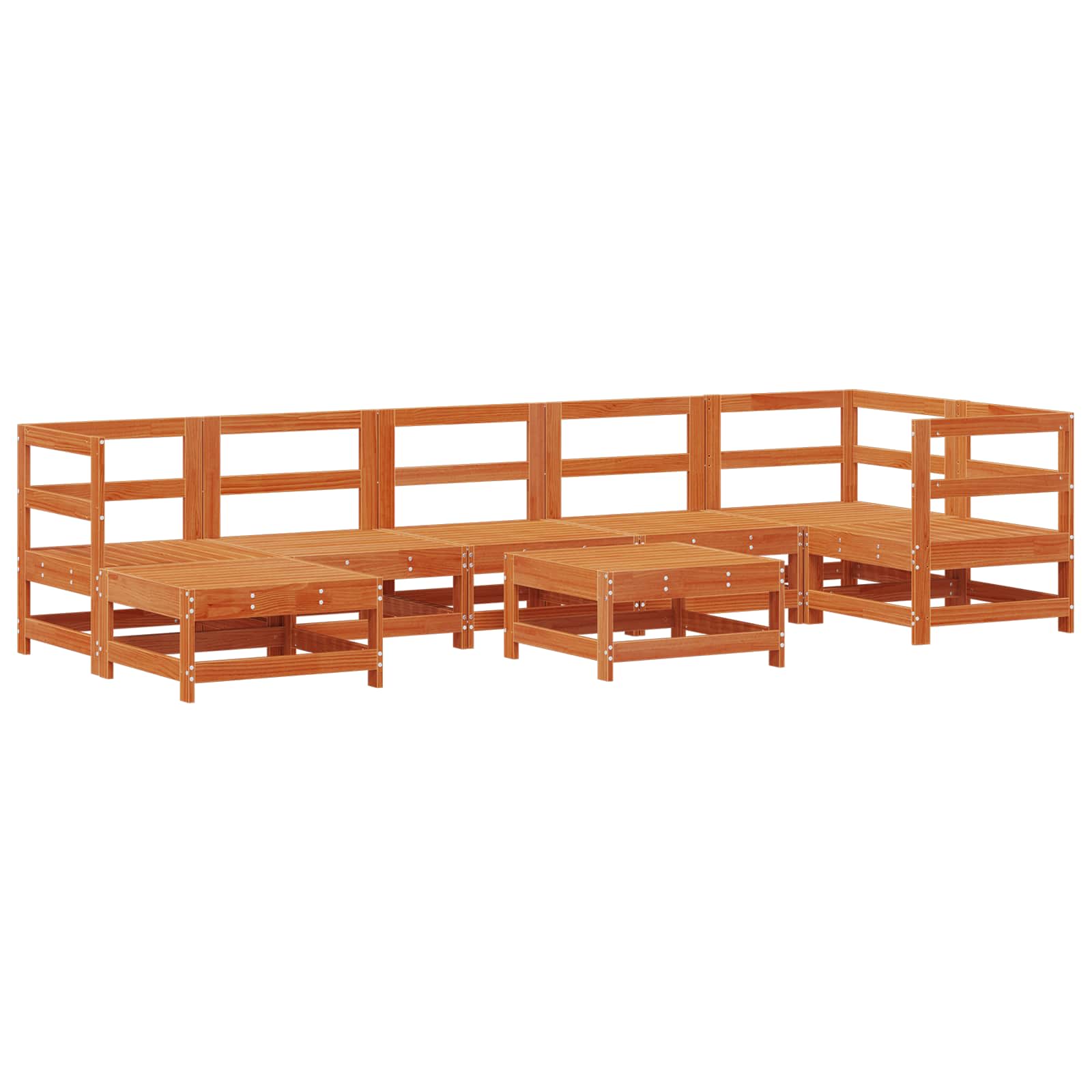 Kerti lounge szett 8 pcs viaszbarna tömör fenyő