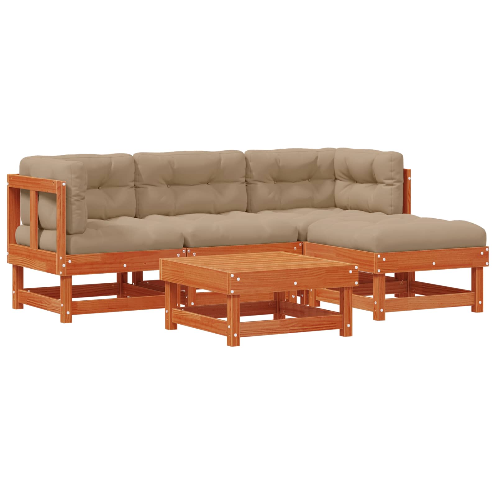 Kerti lounge szett 15 pcs viaszbarna és taupe tömör fenyő