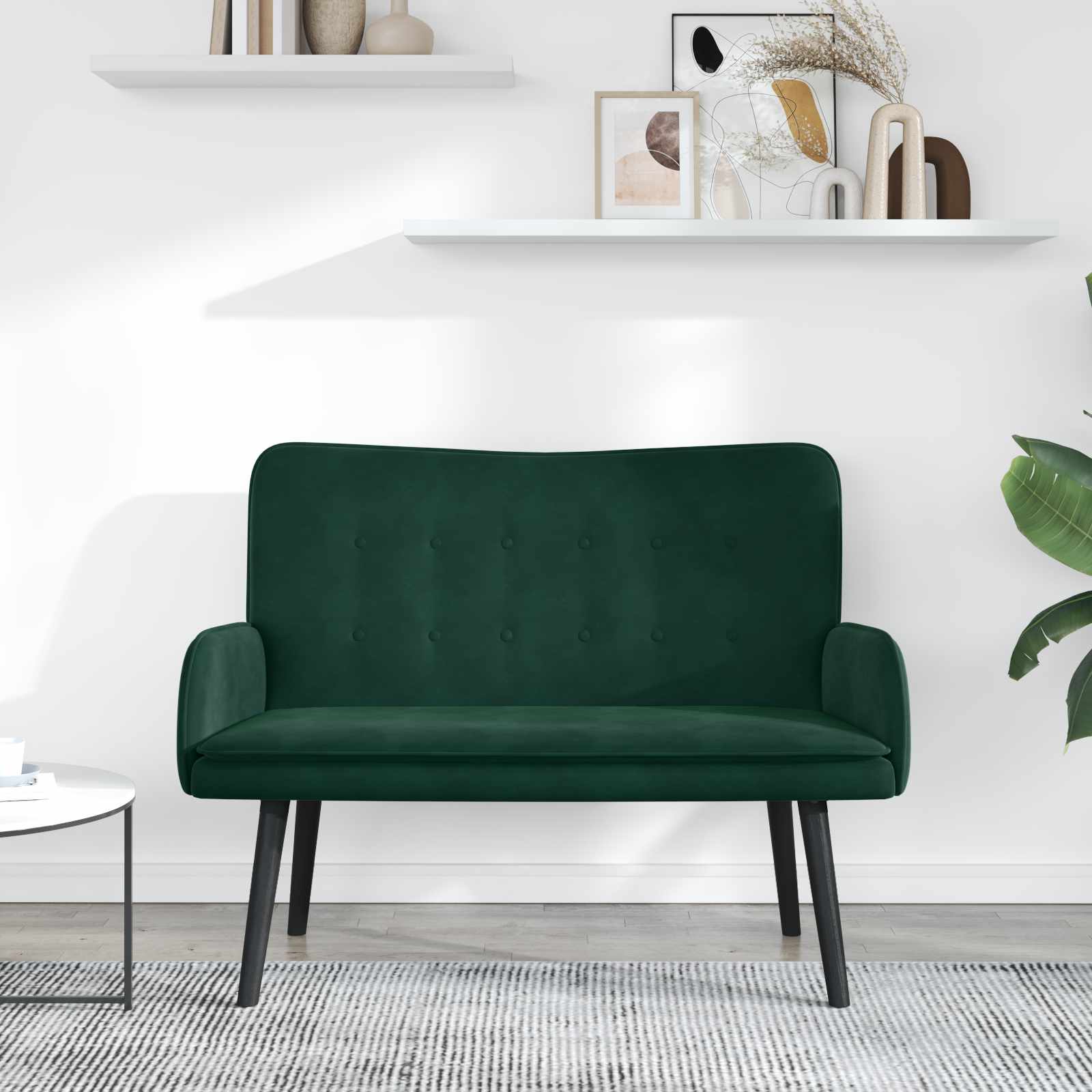 Kétfős kanapé sötétzöld 115 x 61 x 87 cm bársony