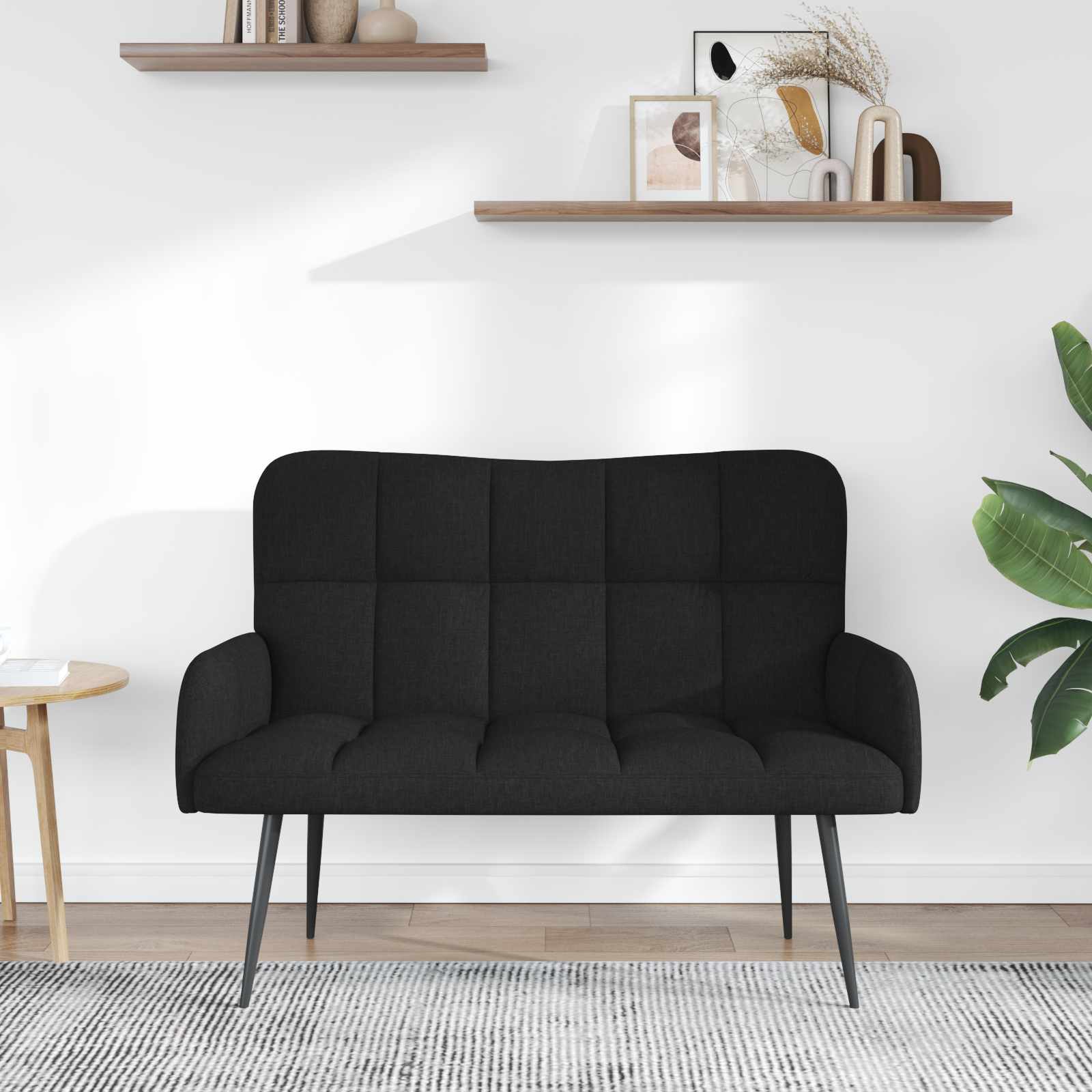 Kétfős kanapé fekete 115 x 61 x 87 cm szövet