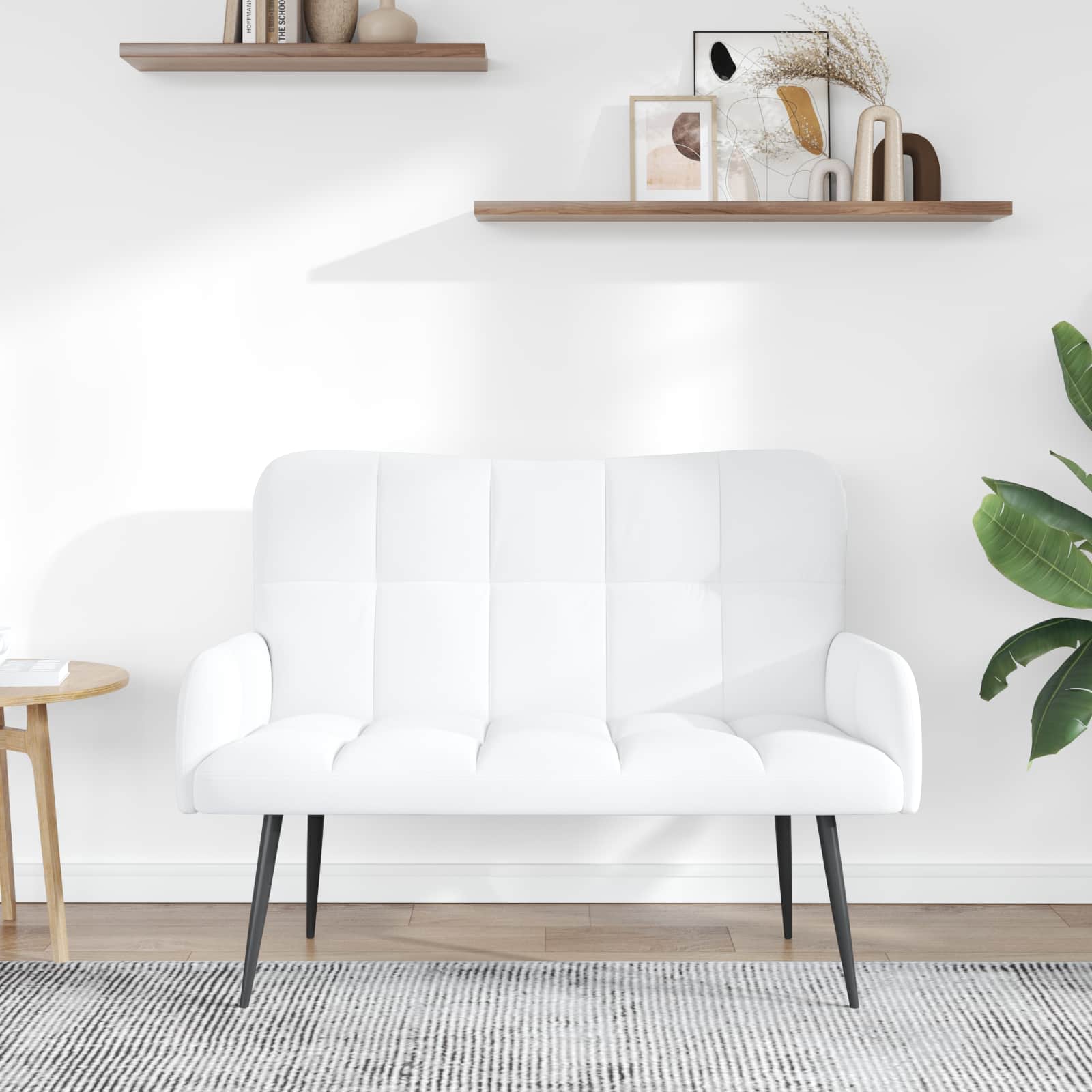 Kétfős kanapé fehér 115 x 61 x 87 cm szövet