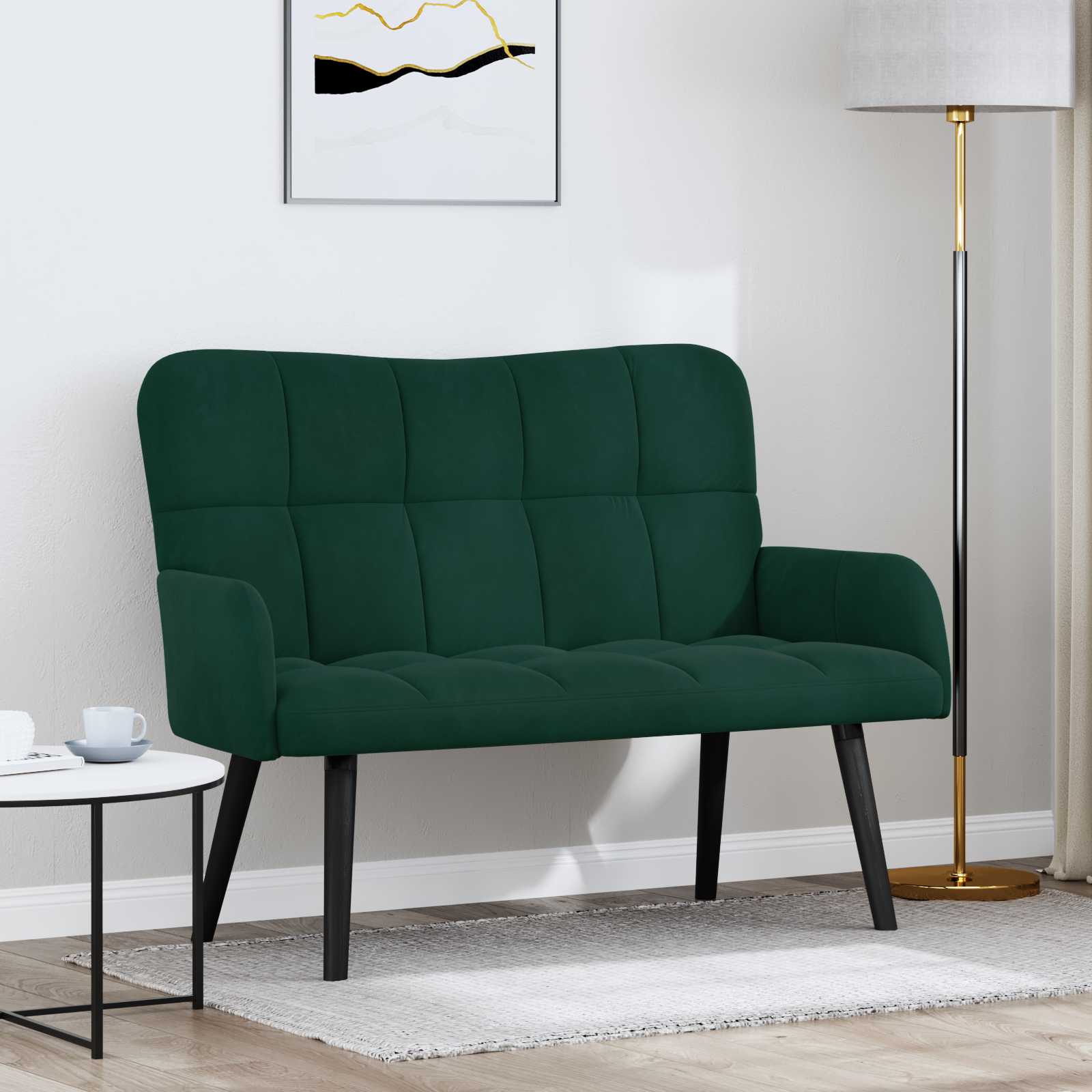 Kétfős kanapé sötétzöld 115 x 61 x 87 cm bársony