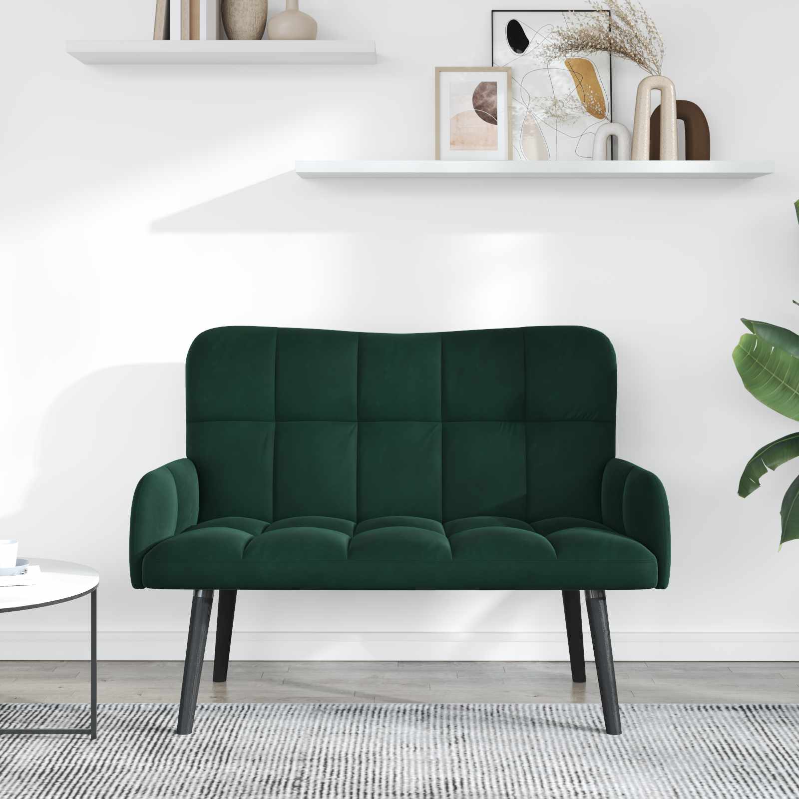 Kétfős kanapé sötétzöld 115 x 61 x 87 cm bársony