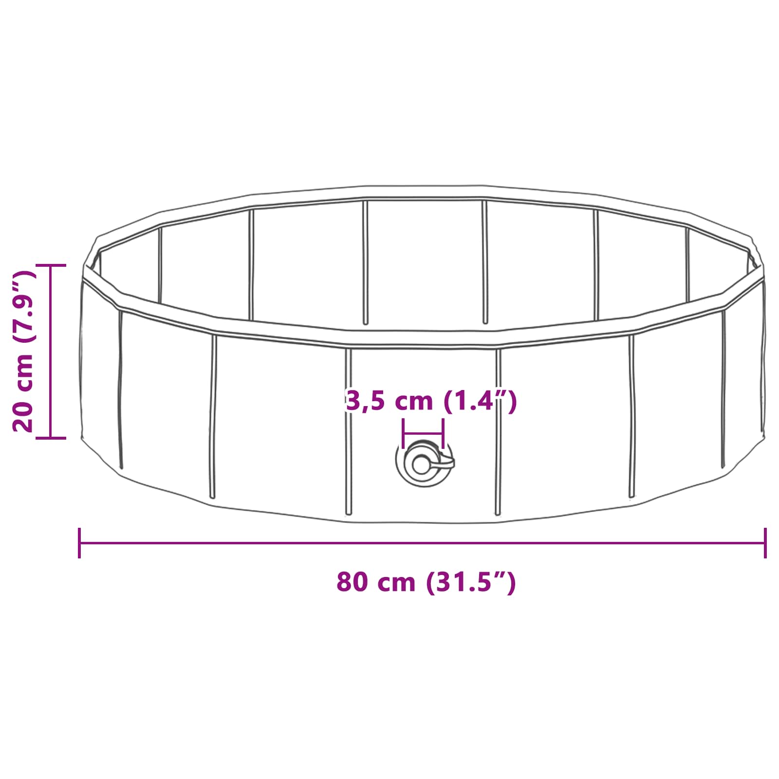 Összecsukható kutyafürdő medence piros és kék 80 x 80 x 20 cm