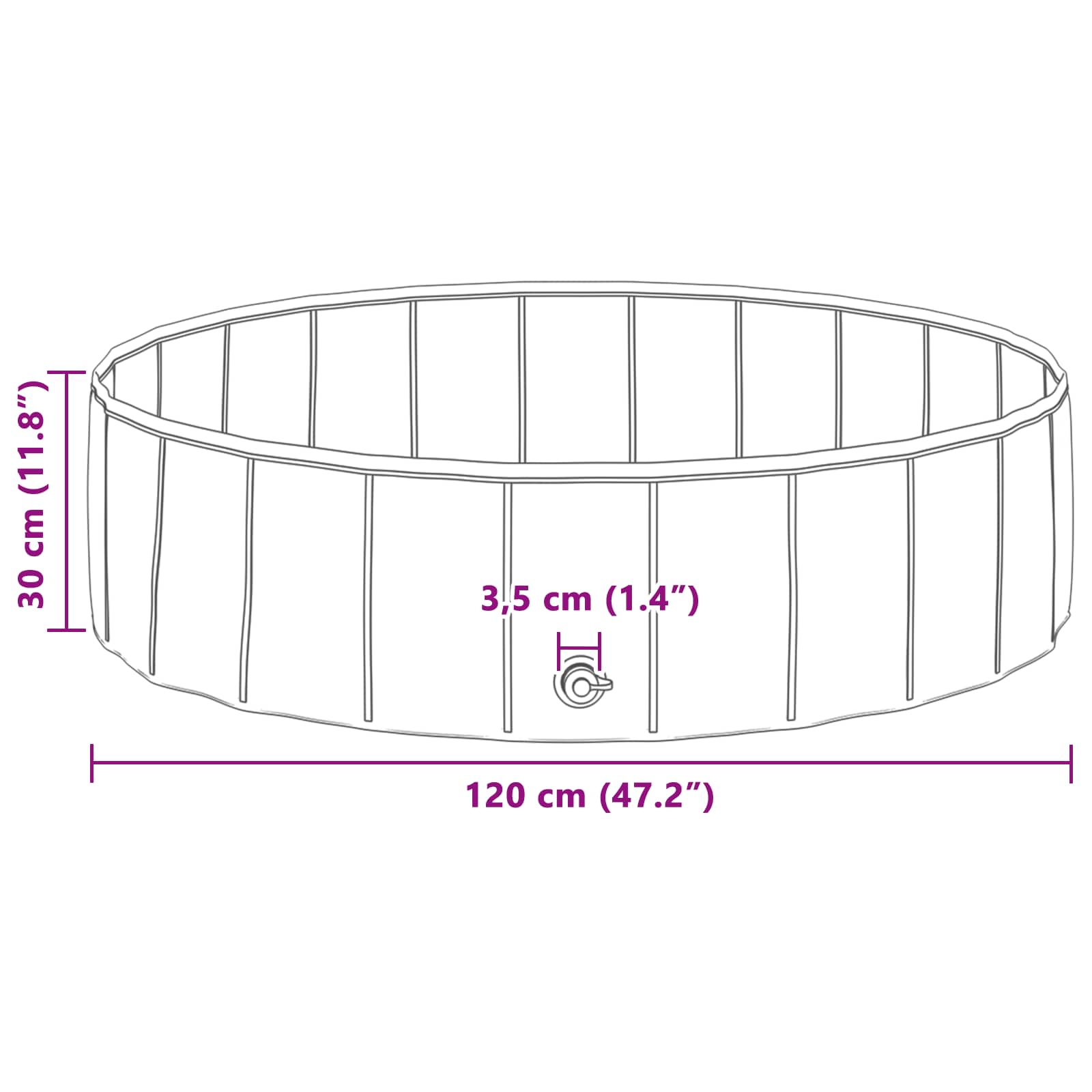 Összecsukható kutyafürdő medence kék 120 x 120 x 30 cm pvc