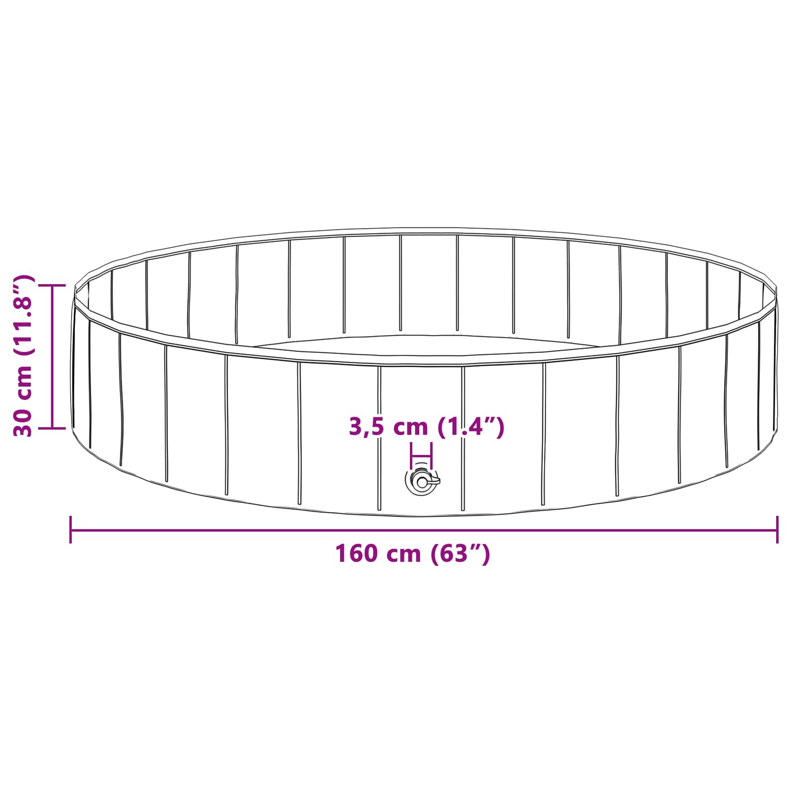 Összecsukható kutyafürdő medence kék 160 x 160 x 30 cm pvc