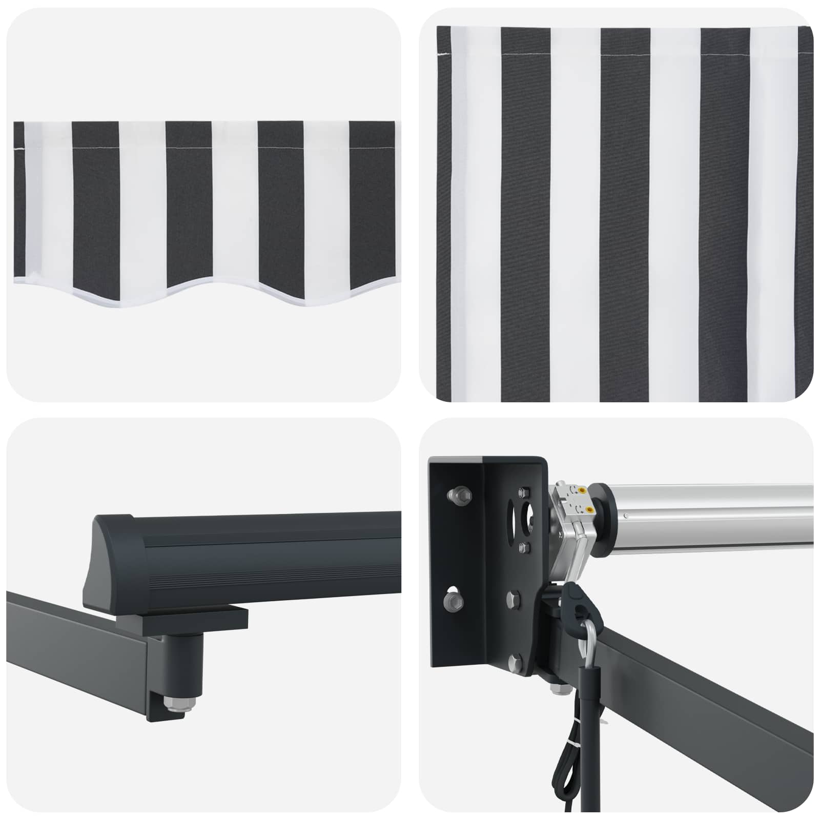 Elektromos kihúzható napernyő antracit és fehér 3 x 2 m