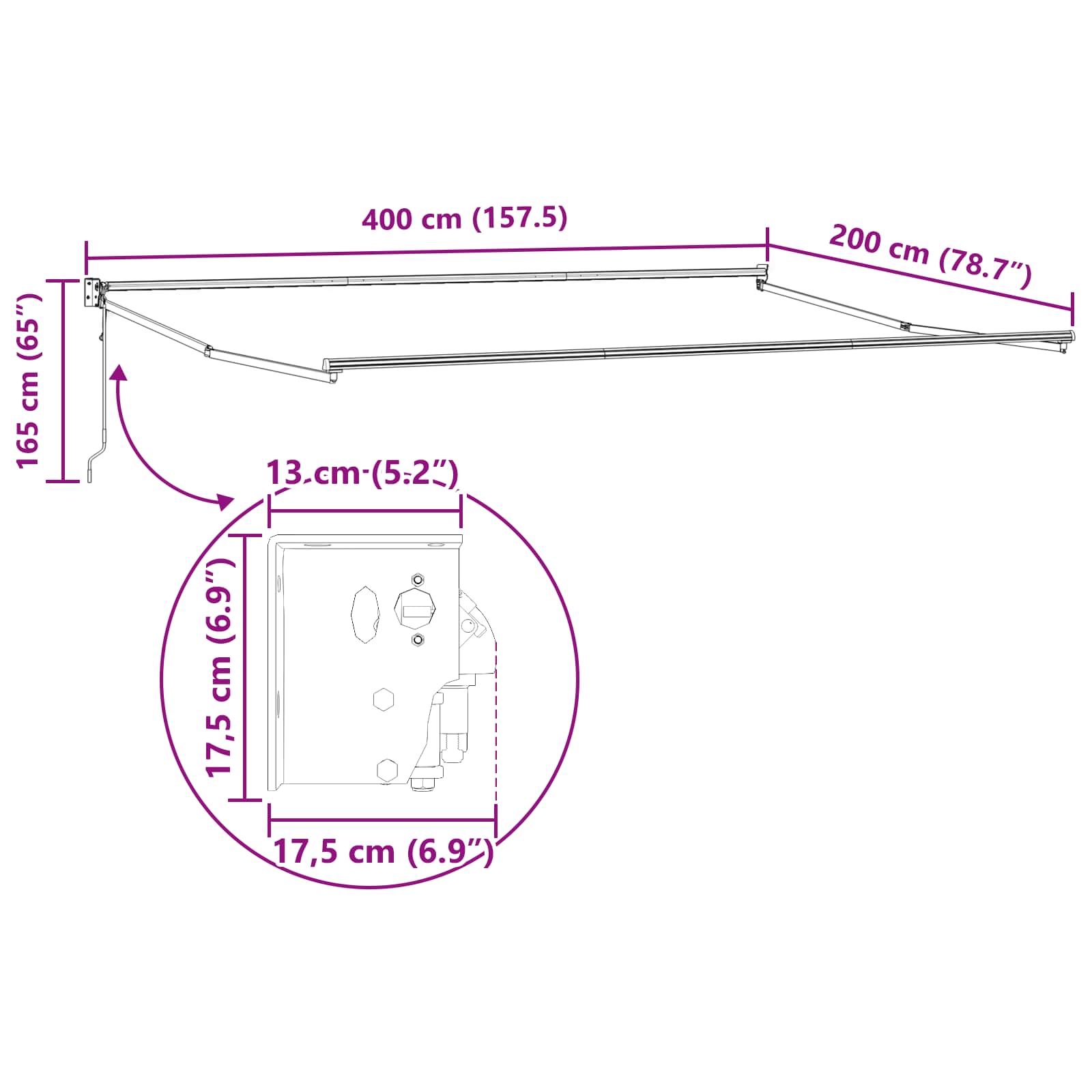 Elektromos kihúzható napernyő krém 4 x 2 m