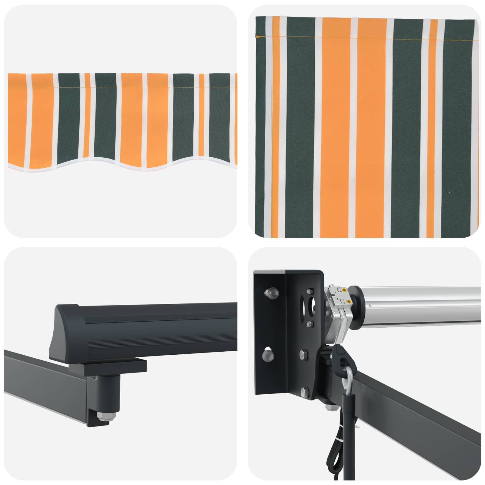 Elektromos kihúzható napernyő zöld és sárga 4,5 × 3 m