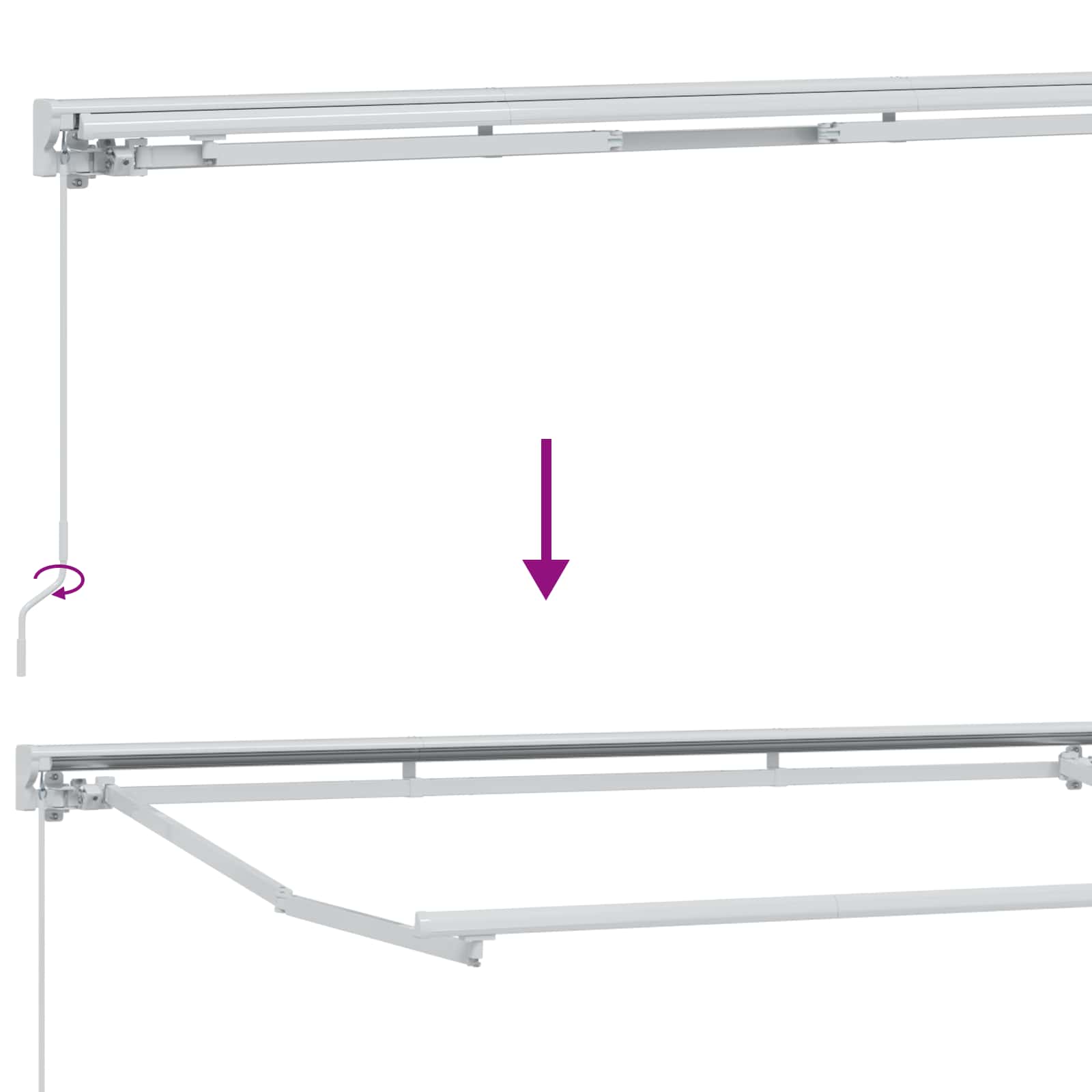 Kézi napellenző keret led világítással zöld és fehér 4 × 3,5 m