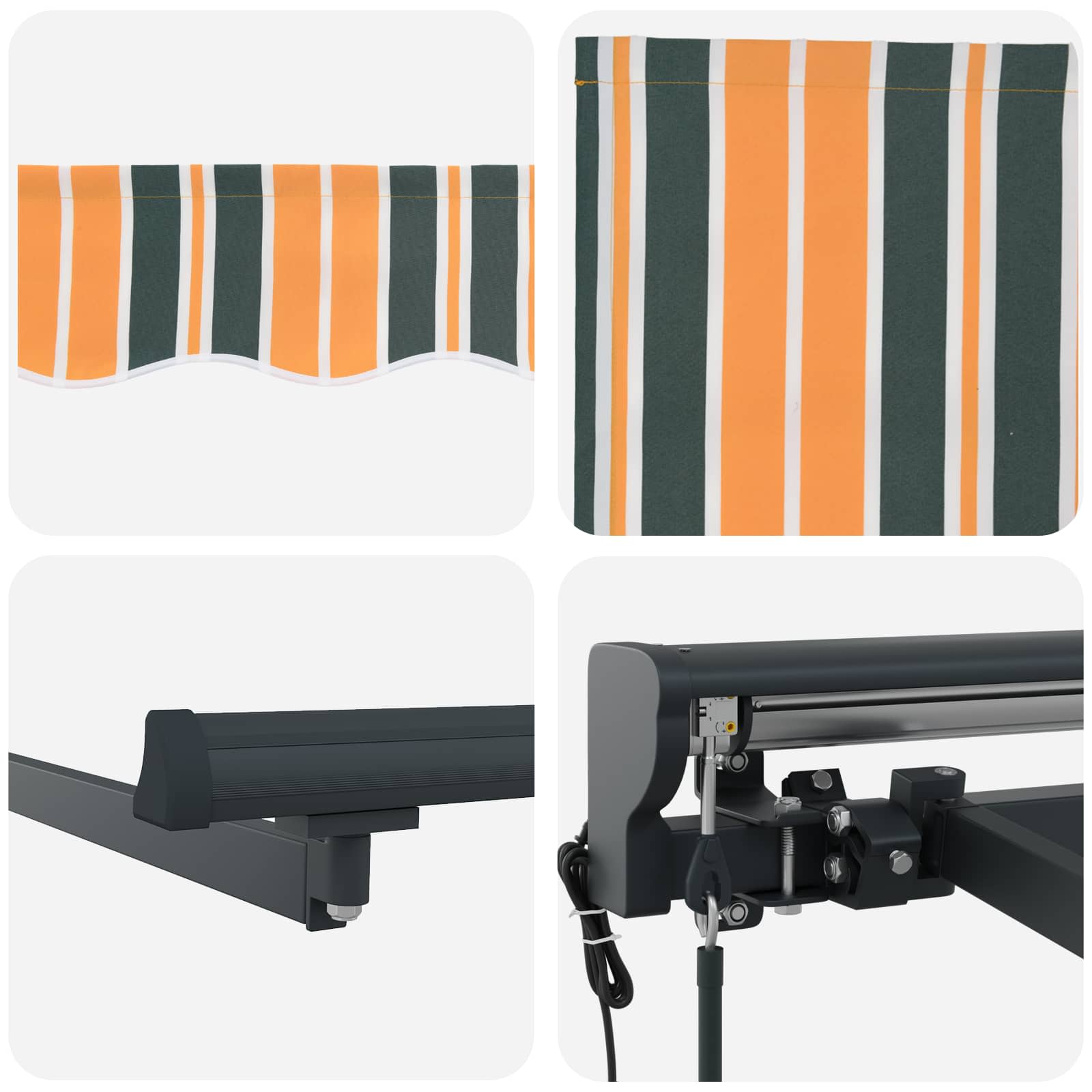 Elektromos kihúzható napernyő zöld és sárga 4 × 3,5 m