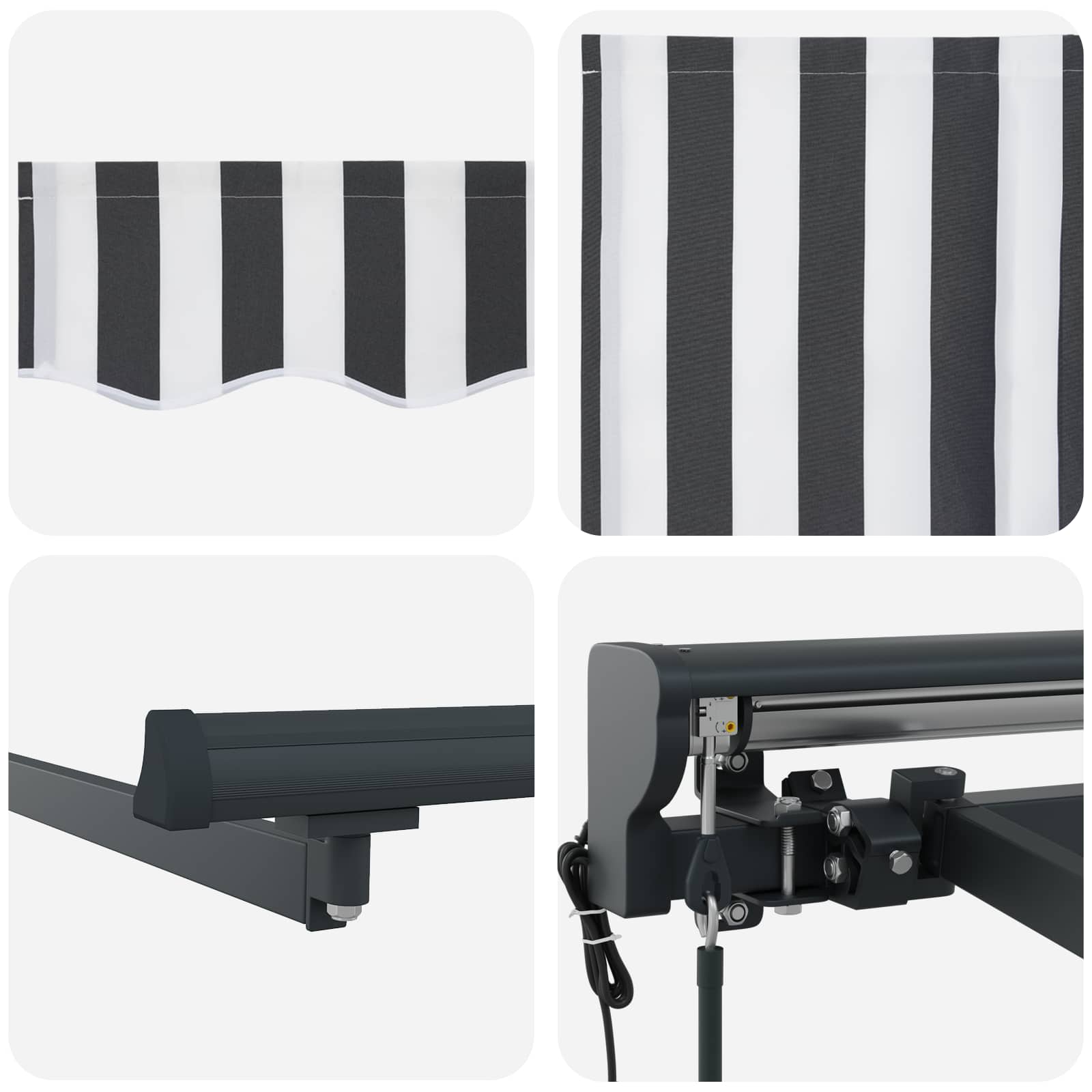 Elektromos kihúzható napernyő antracit és fehér 5 × 3,5 m