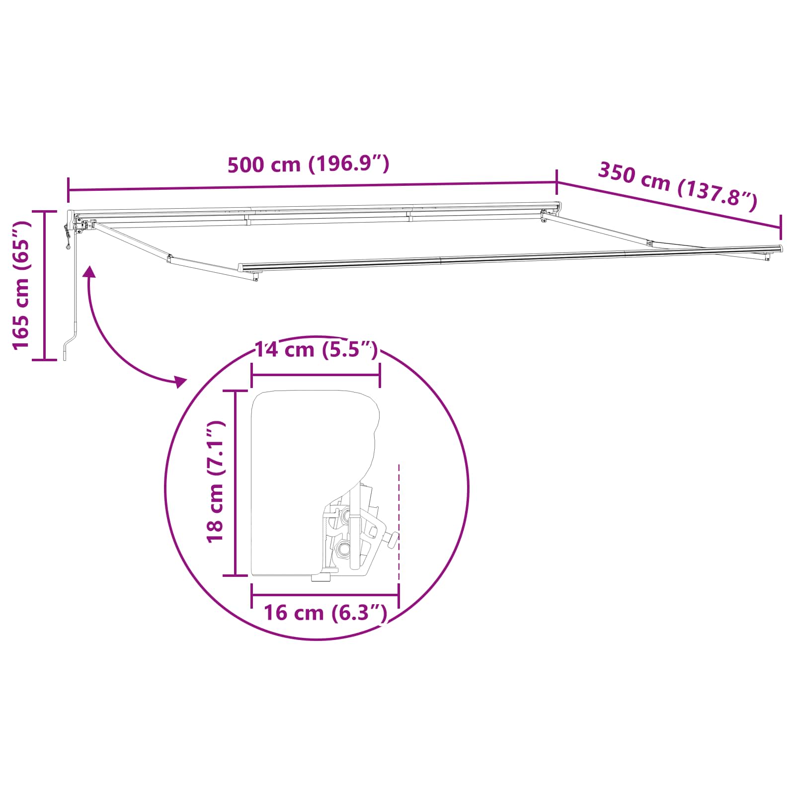 Elektromos kihúzható napernyő zöld és fehér 5 × 3,5 m