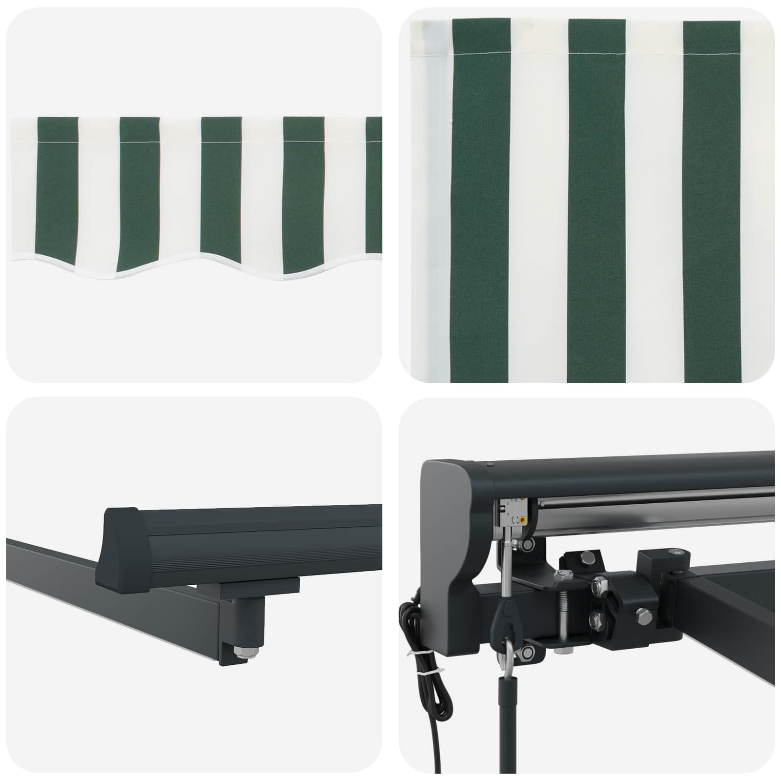 Elektromos kihúzható napernyő zöld, fehér, antracit 4 × 3,5 m