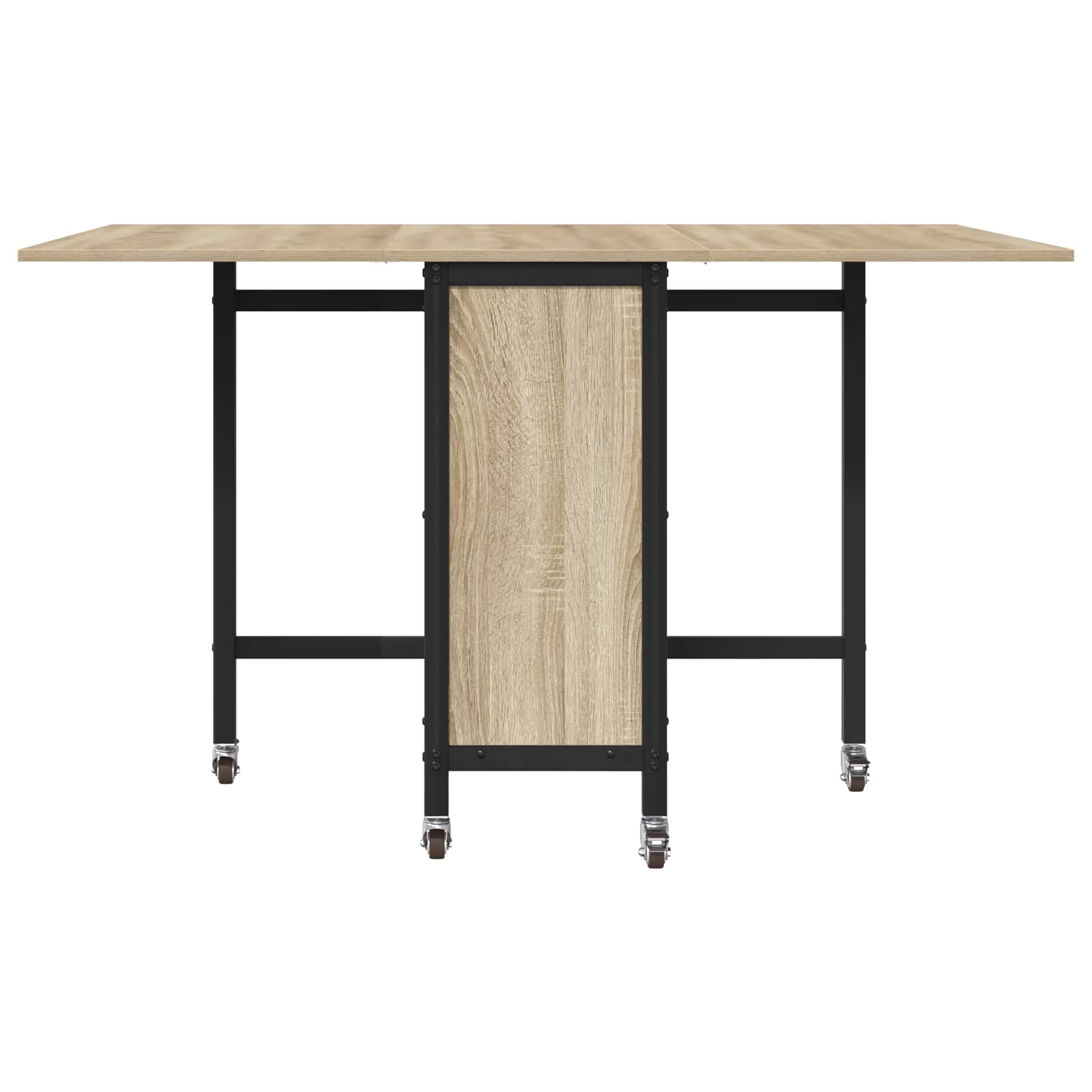 Összecsukható étkezőasztal görgőkkel 130 x 80 x 76,5 cm acél pb