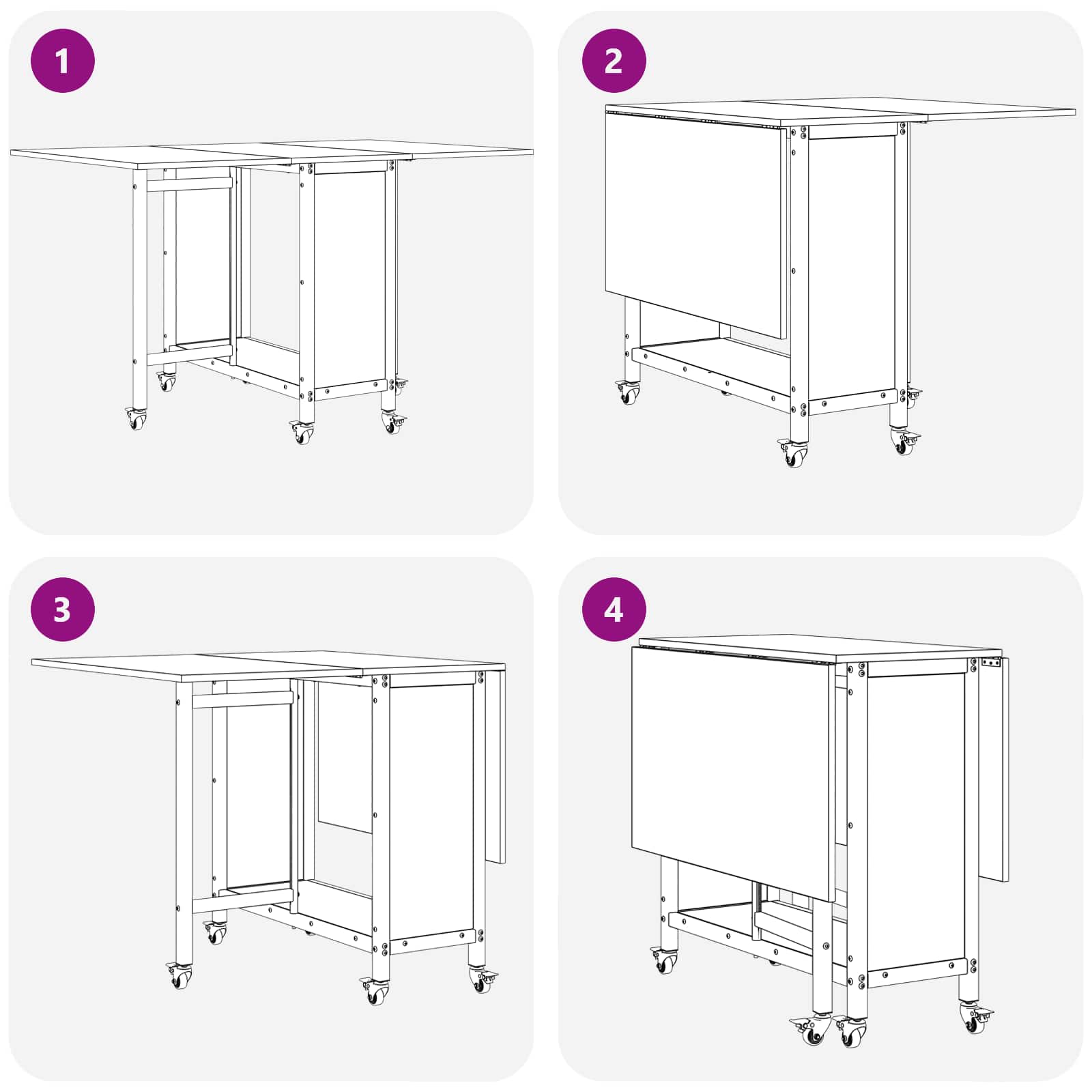 Összecsukható étkezőasztal görgőkkel 130 x 80 x 76,5 cm acél pb