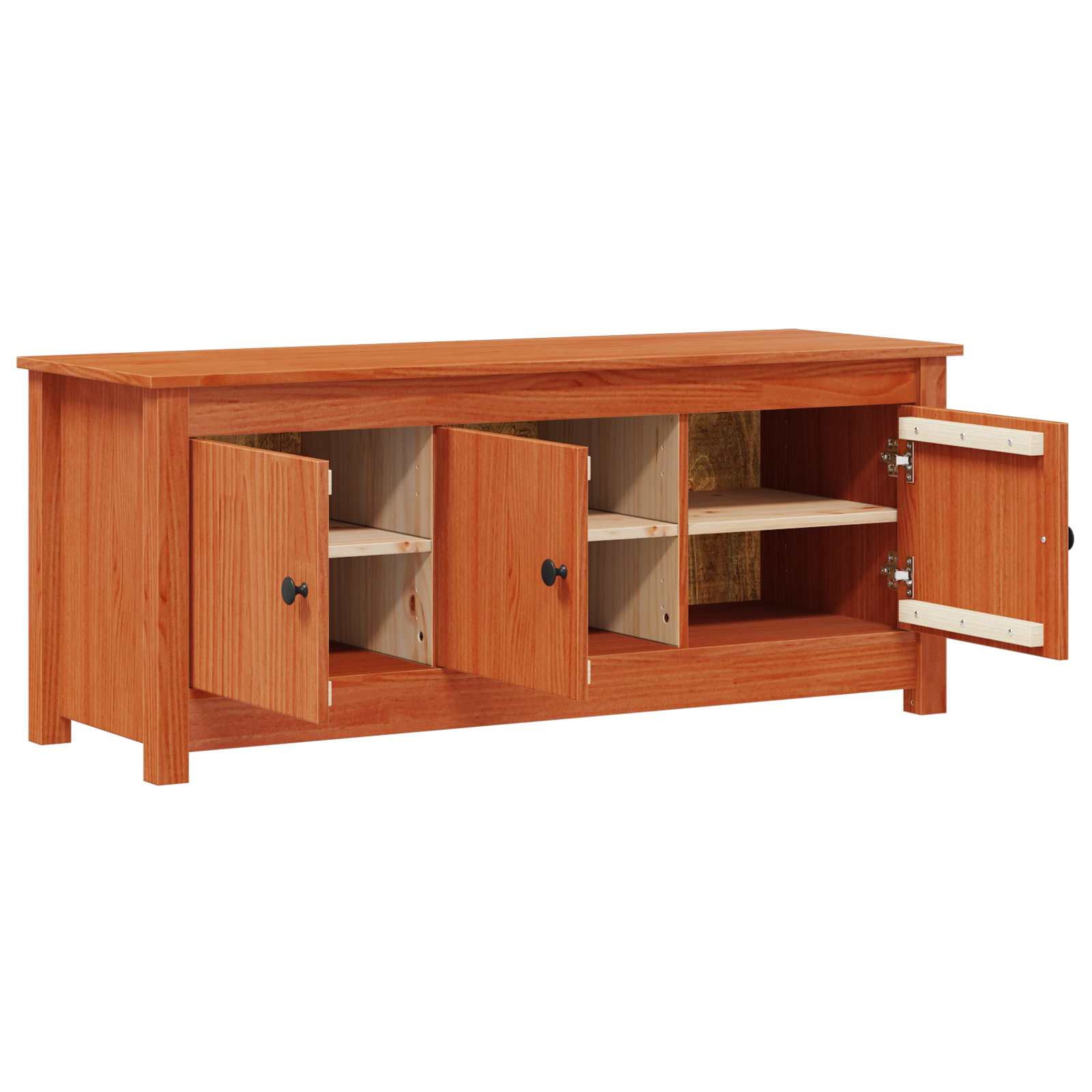 Cipőszekrény viaszbarna 110 x 38 x 45,5 cm tömör fenyő
