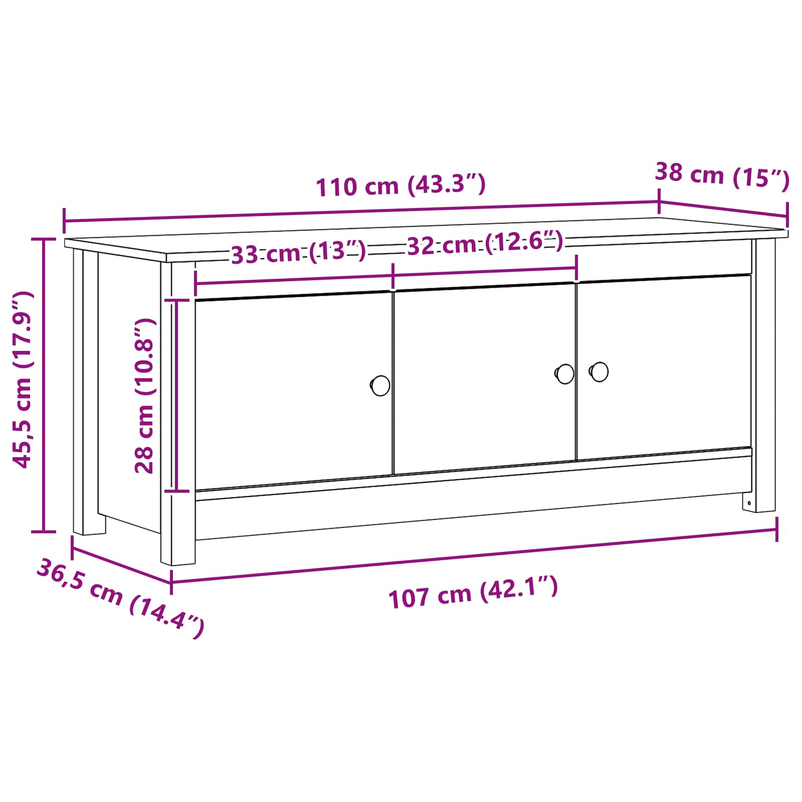 Cipőszekrény viaszbarna 110 x 38 x 45,5 cm tömör fenyő
