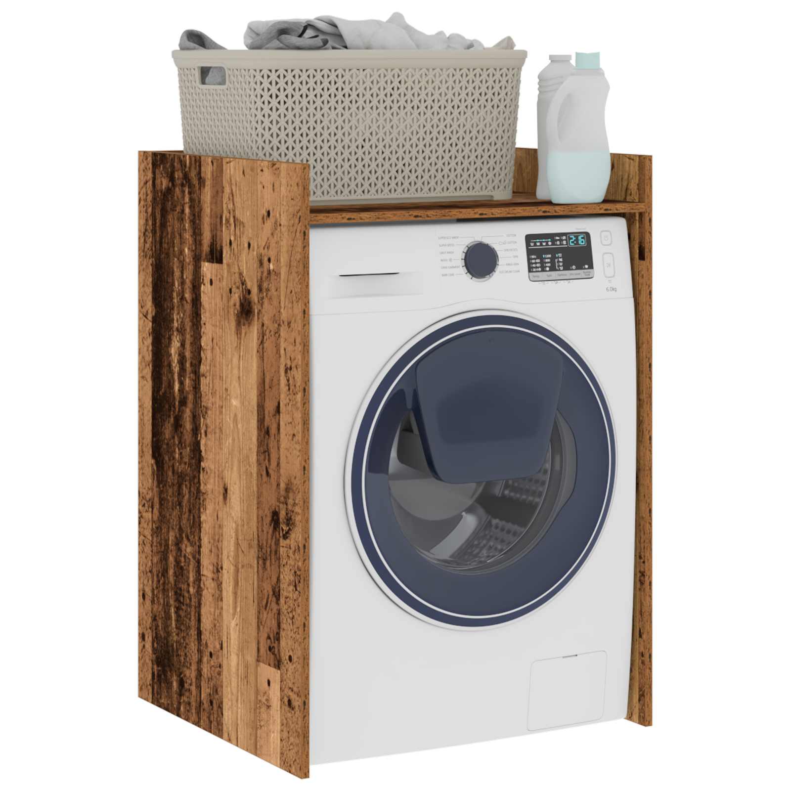 Mosógép szekrény tárolóval öreg fa 67,5 x 62 x 97 cm faanyag