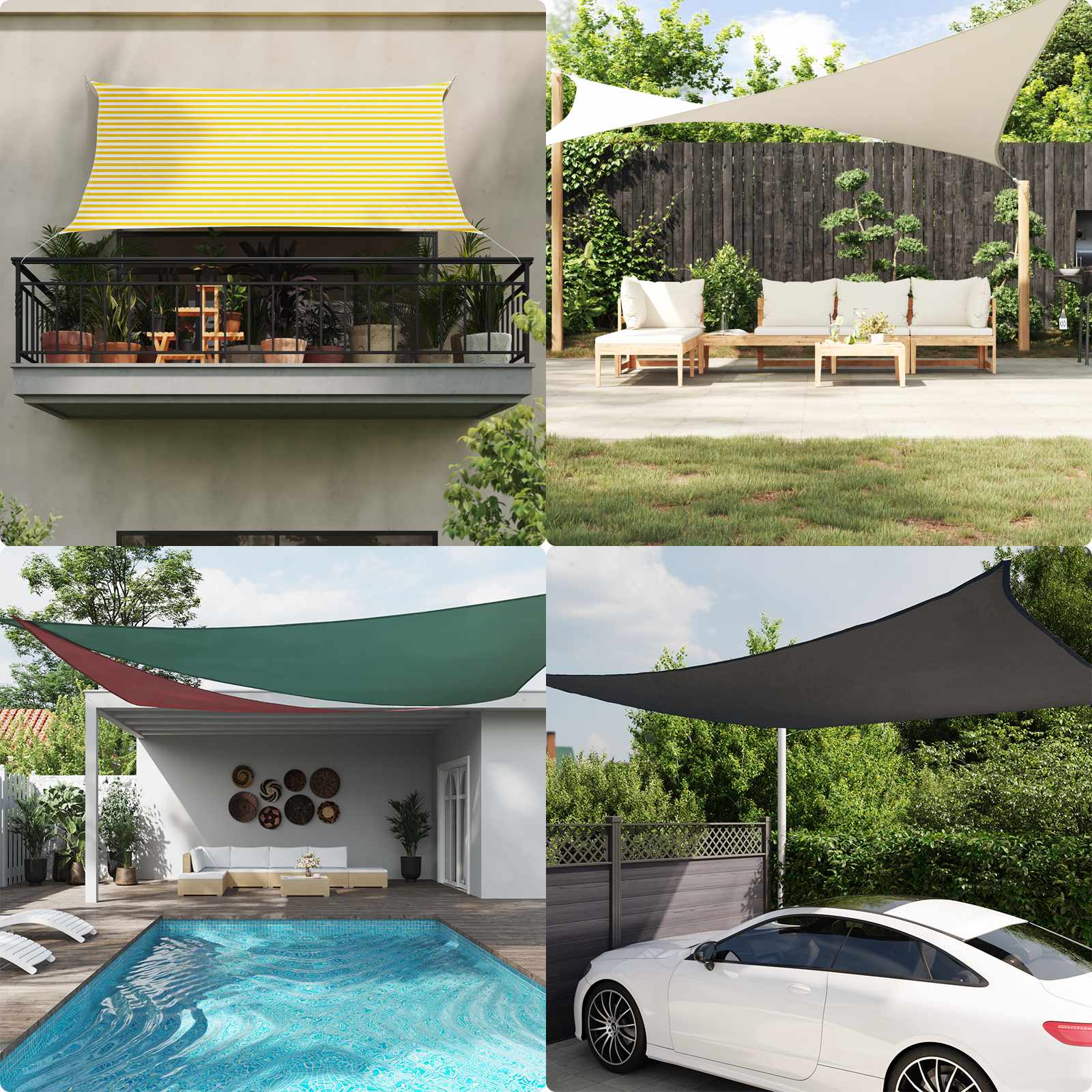 Kültéri napernyő vászon 4 x 4 x 5,8 m 100% poliészter oxford