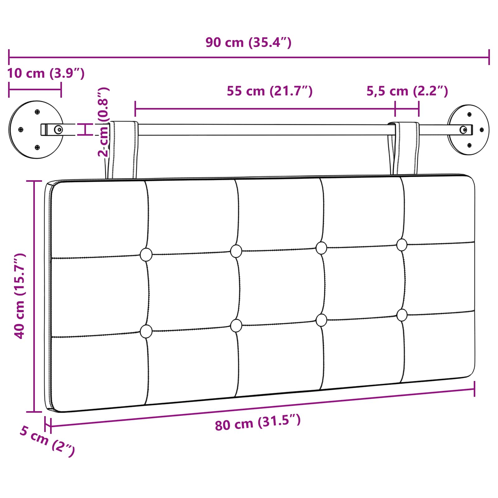 Fali fejtámla falra szerelhető műbőr