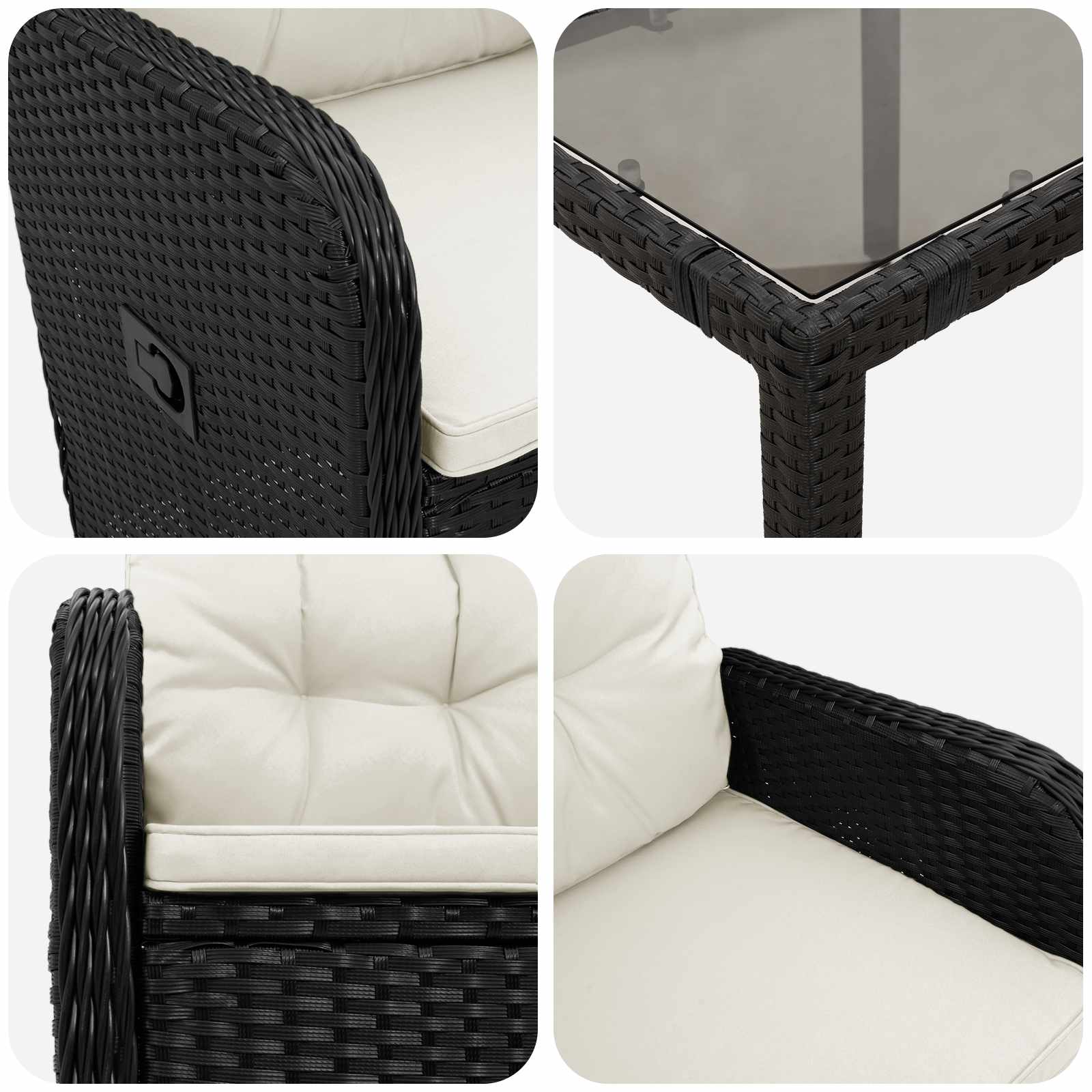 Kültéri étkező szett 3 pcs pe rattan és porbevonatos acél