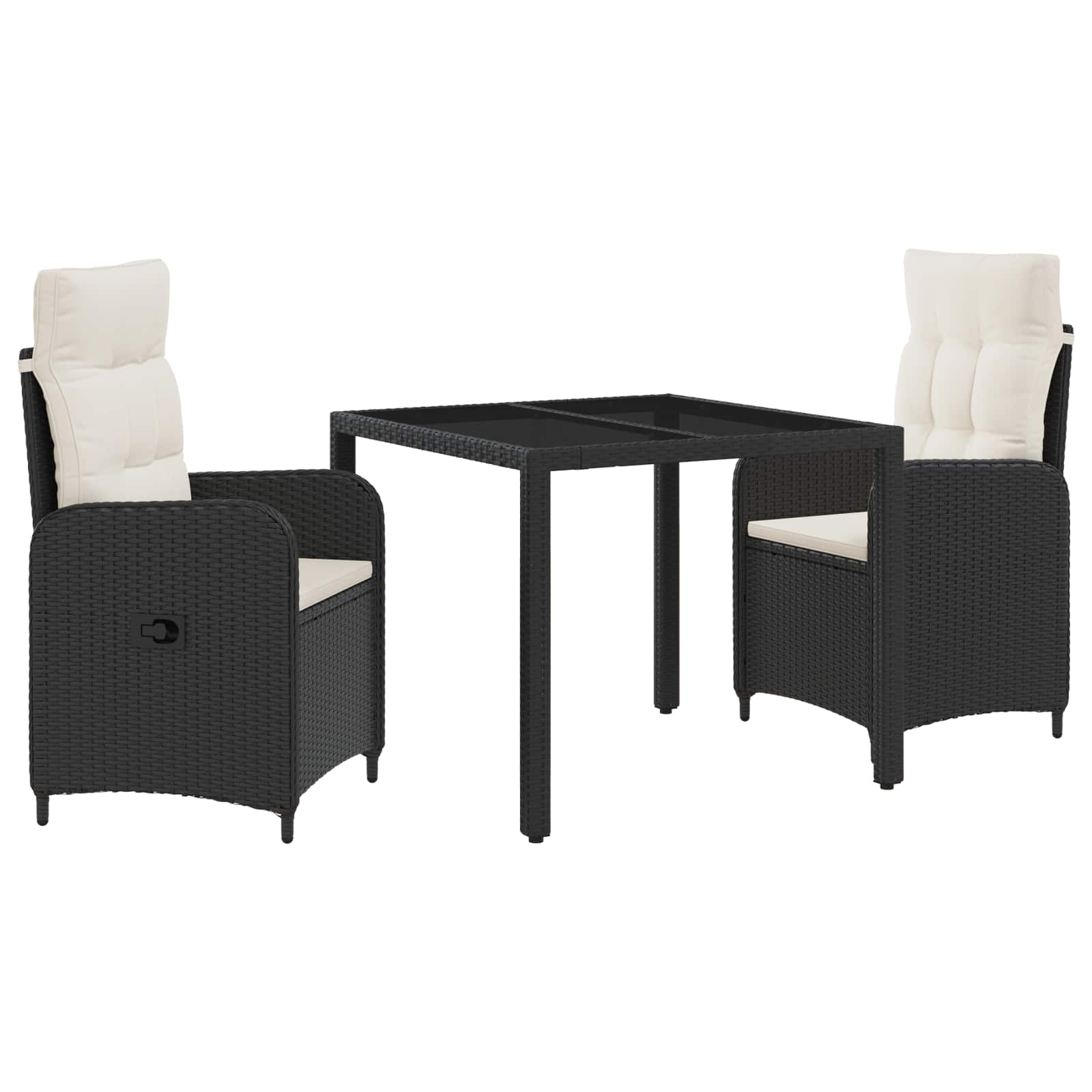 Kültéri étkező szett 3 pcs pe rattan és porbevonatos acél