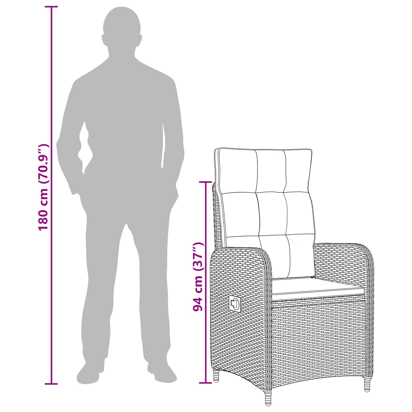 Kültéri étkező szett 3 pcs pe rattan és porbevonatos acél