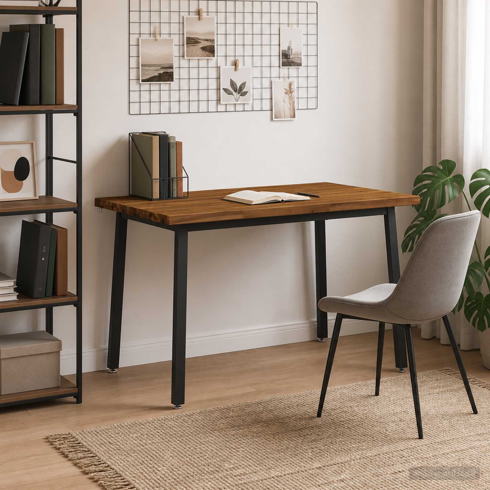 110 x 55 x 75 cm tömör akácfa természetes és fekete