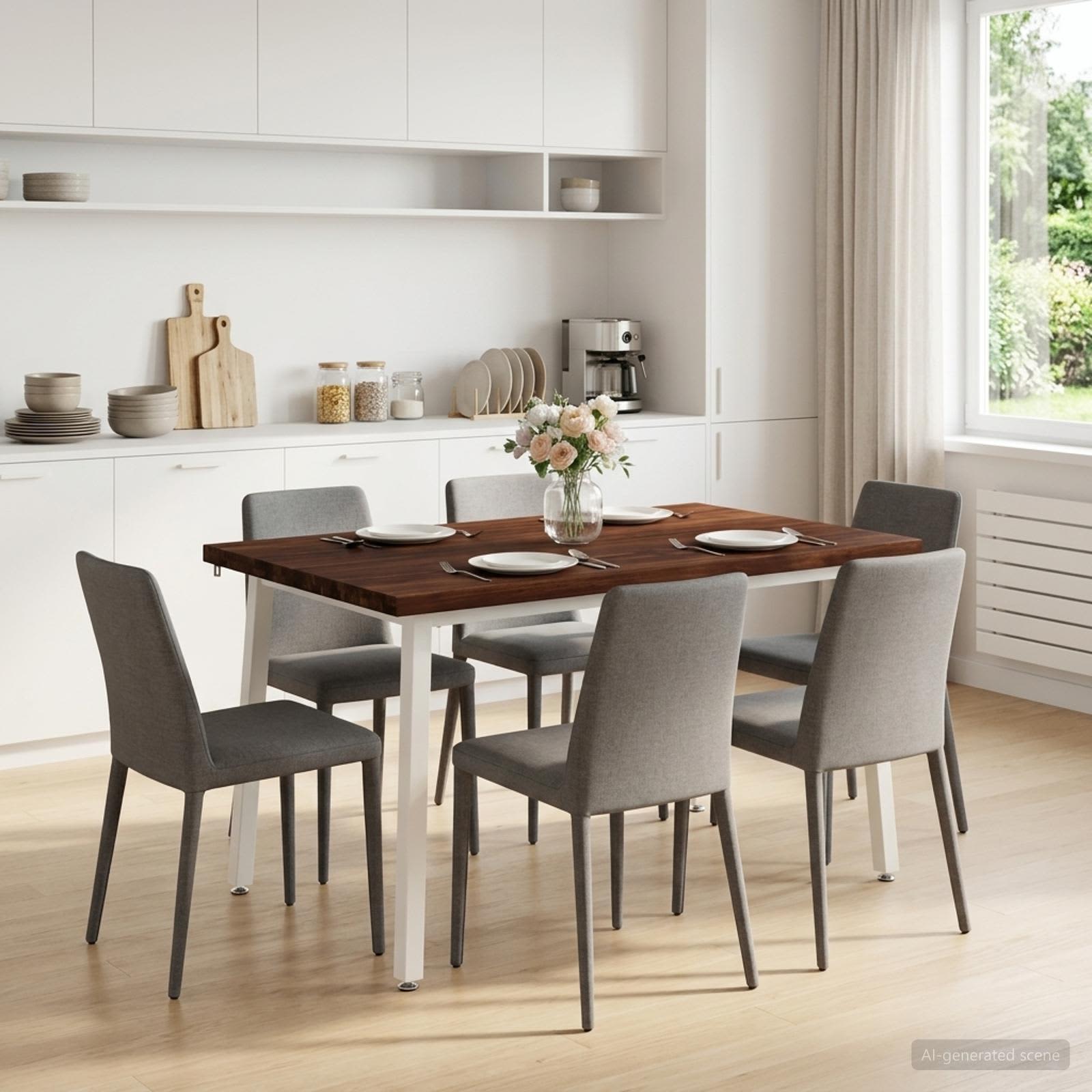 120 x 70 x 75 cm tömör akácfa sötétbarna és fehér négyszögletes