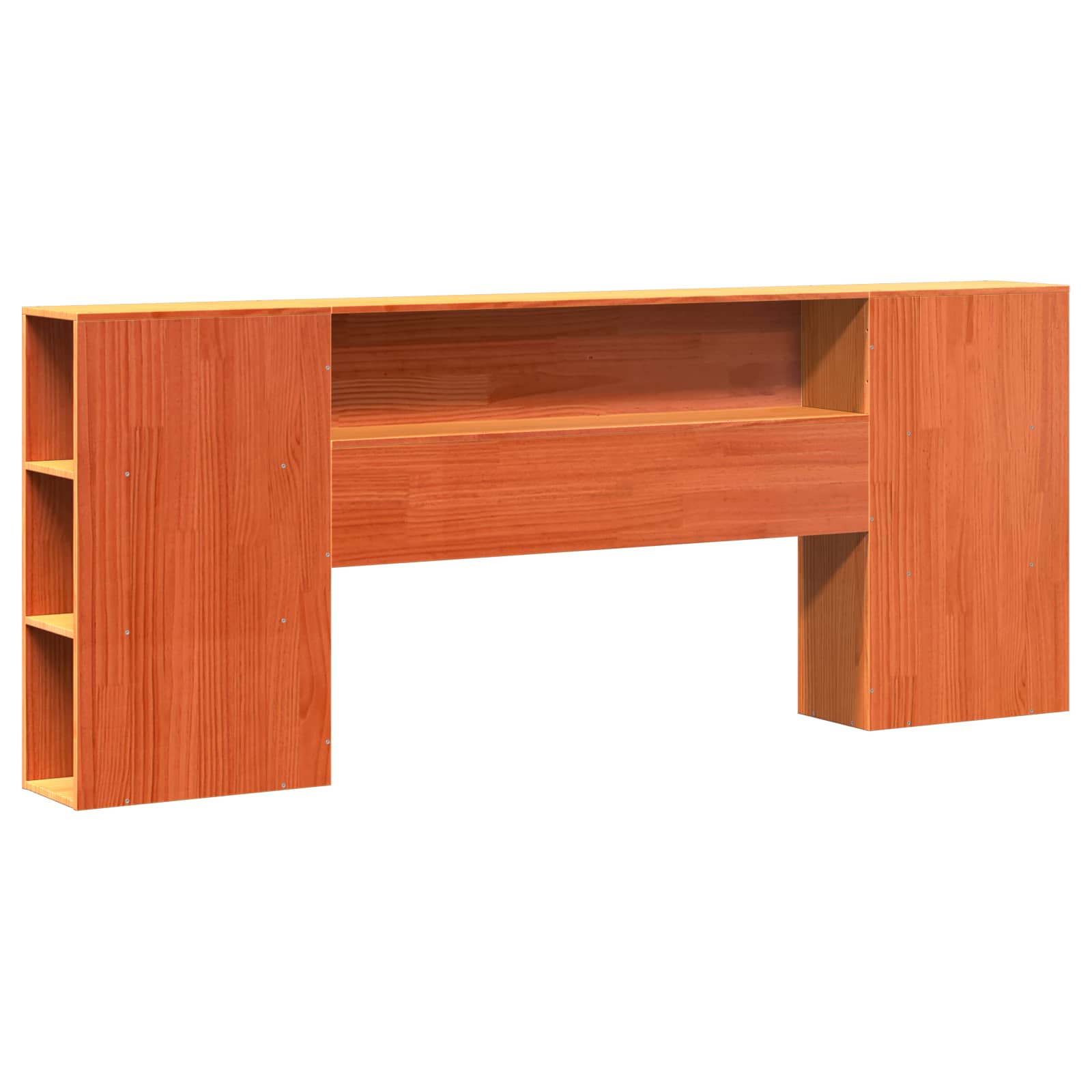 Könyvespolc ágykeret faggyú barna 200 x 200 cm tömör fenyőfa