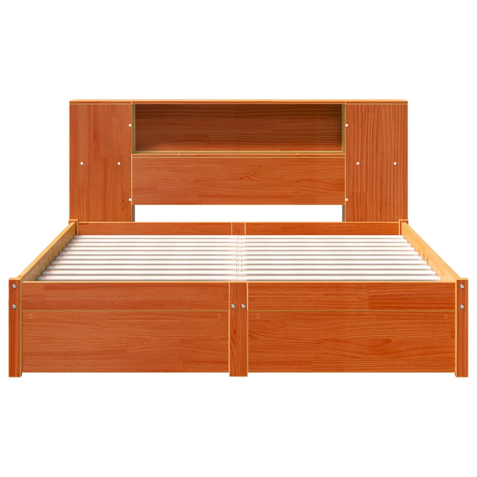 Könyvespolc ágykeret faggyú barna 150 x 200 cm tömör fenyőfa