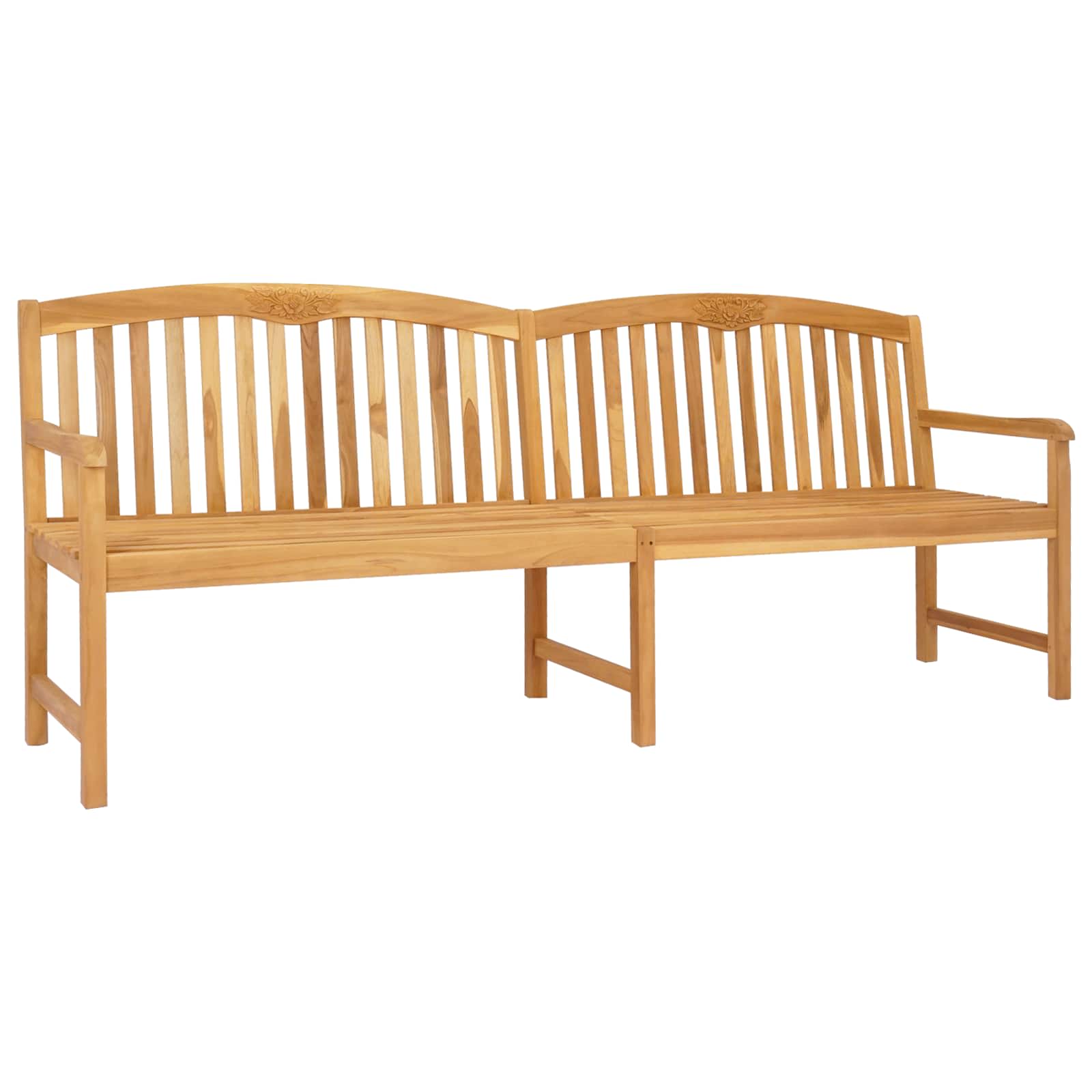 Kézműves rózsabank természetes 228 x 60 x 90 cm tömör teakfa