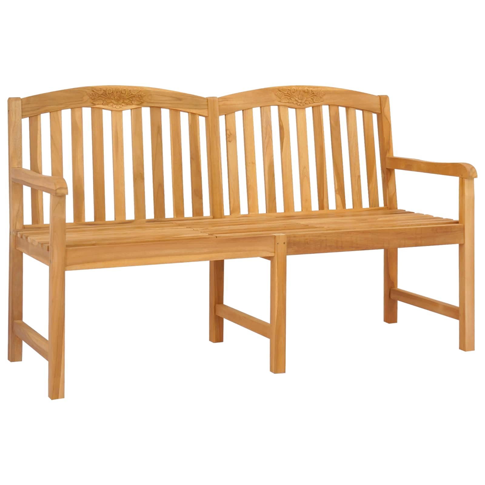 Kézműves rózsabank természetes 150,5 x 60 x 95 cm tömör teakfa