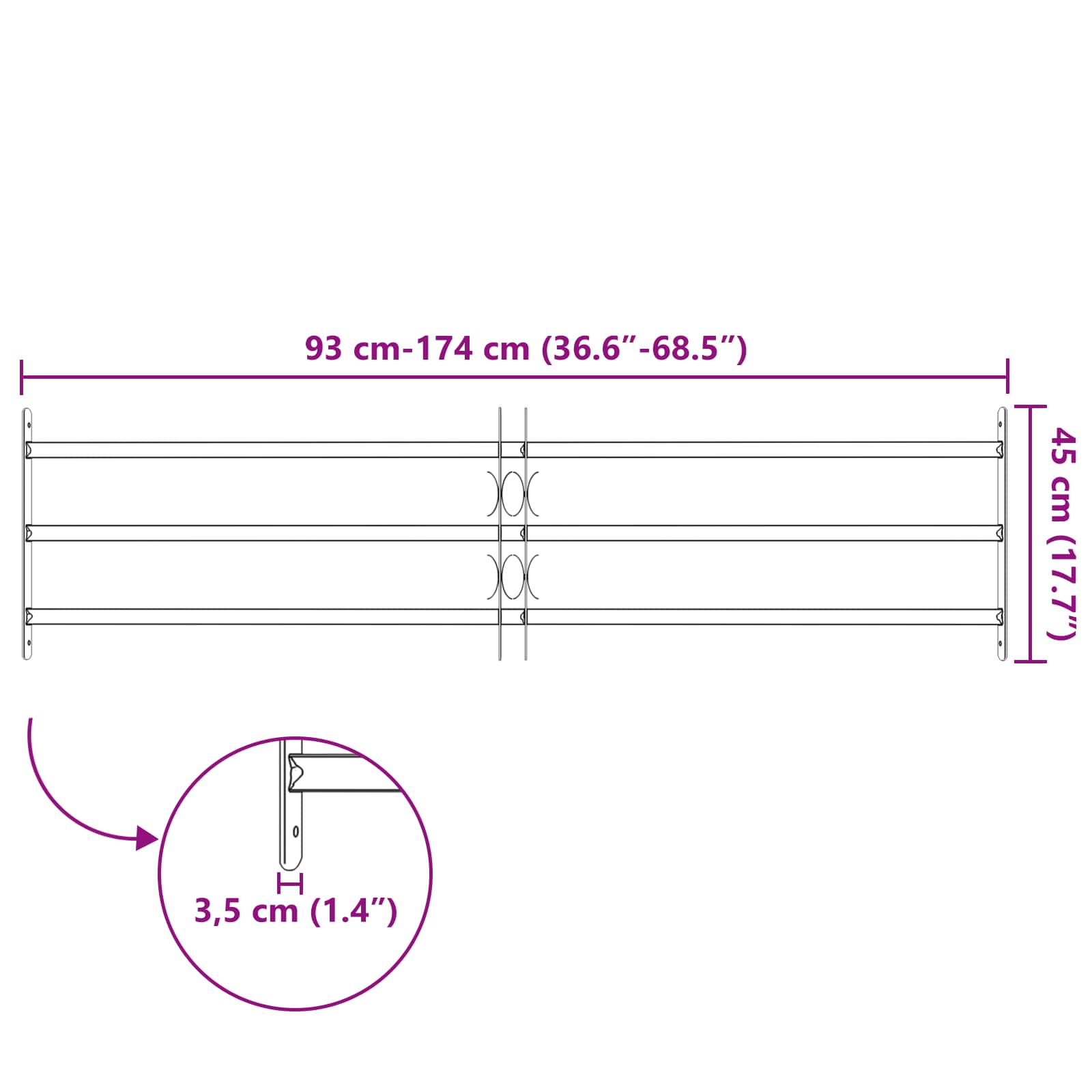 Ablakokhoz készült biztonsági rács, 3 keresztléccel 3 pcs